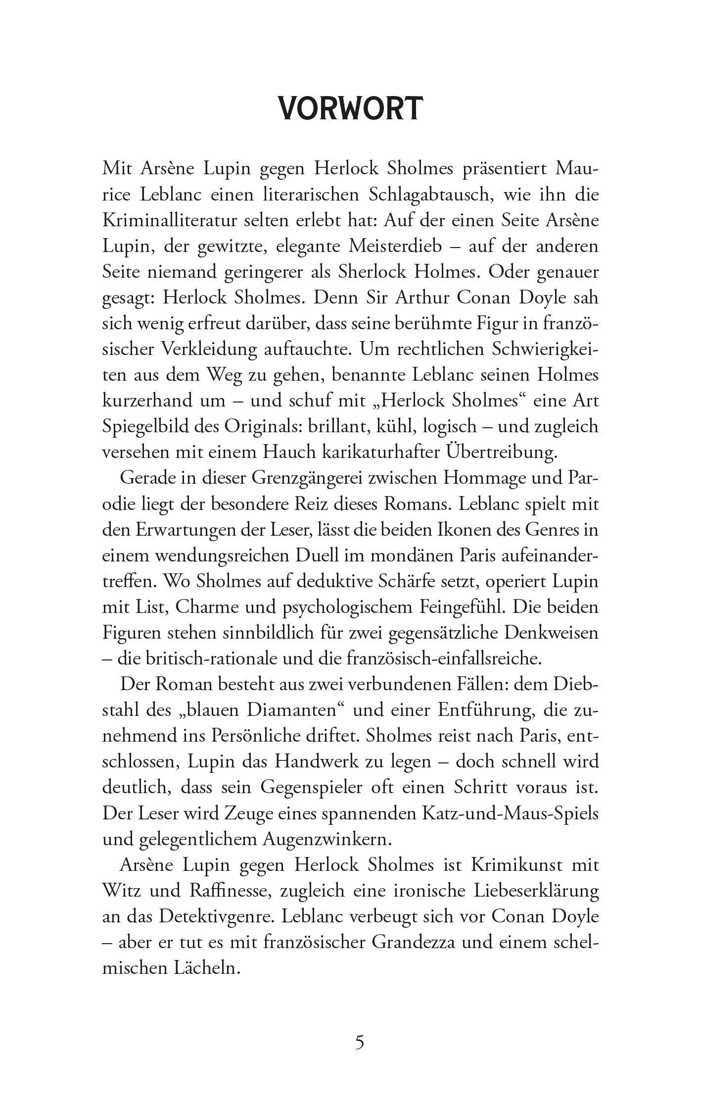 Beispielinhalt (Bild) Arsène Lupin gegen Herlock Sholmes. Detektivroman. Maurice Leblanc