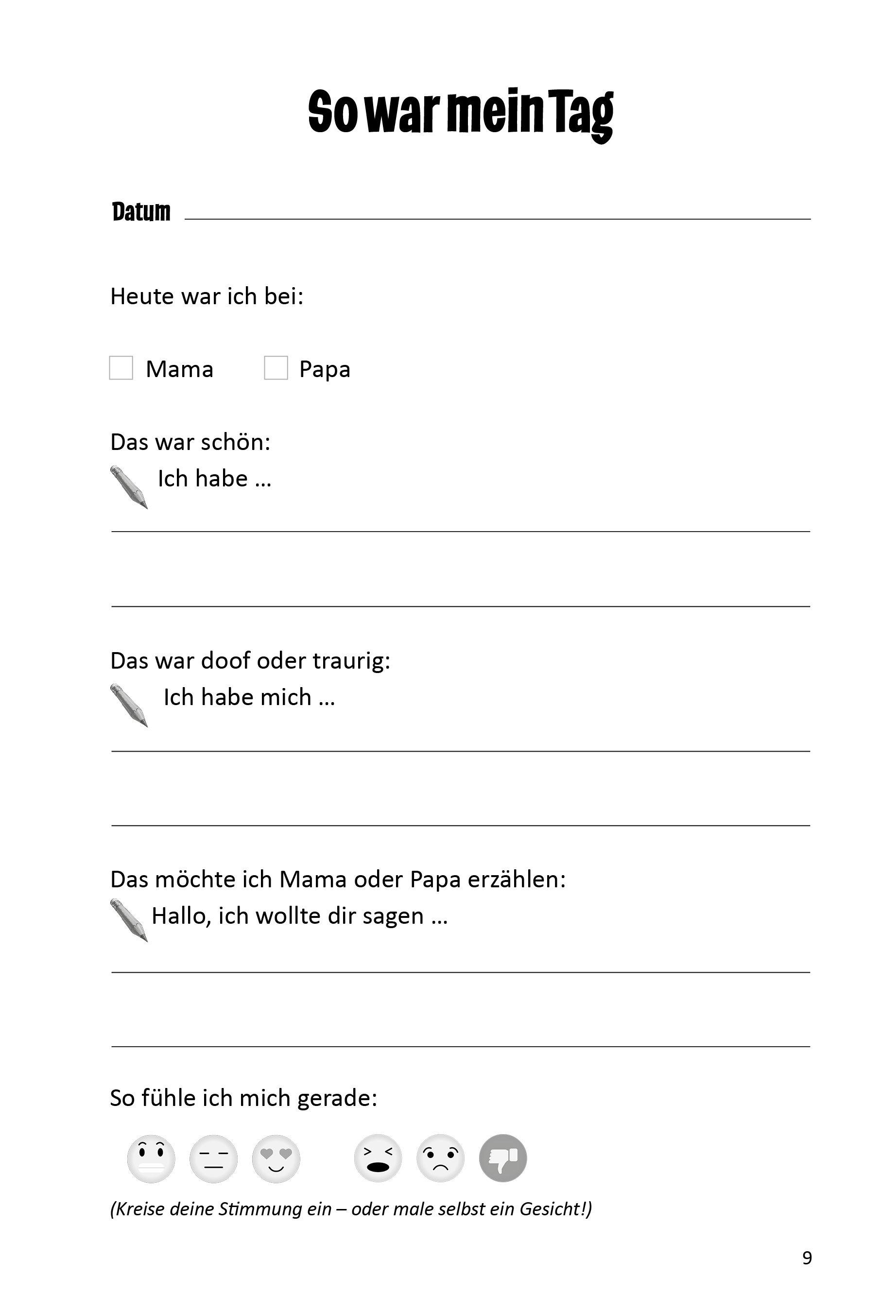 Beispielinhalt (Bild) Zwei-Häuser-Tagebuch für Trennungs- und Scheidungskinder