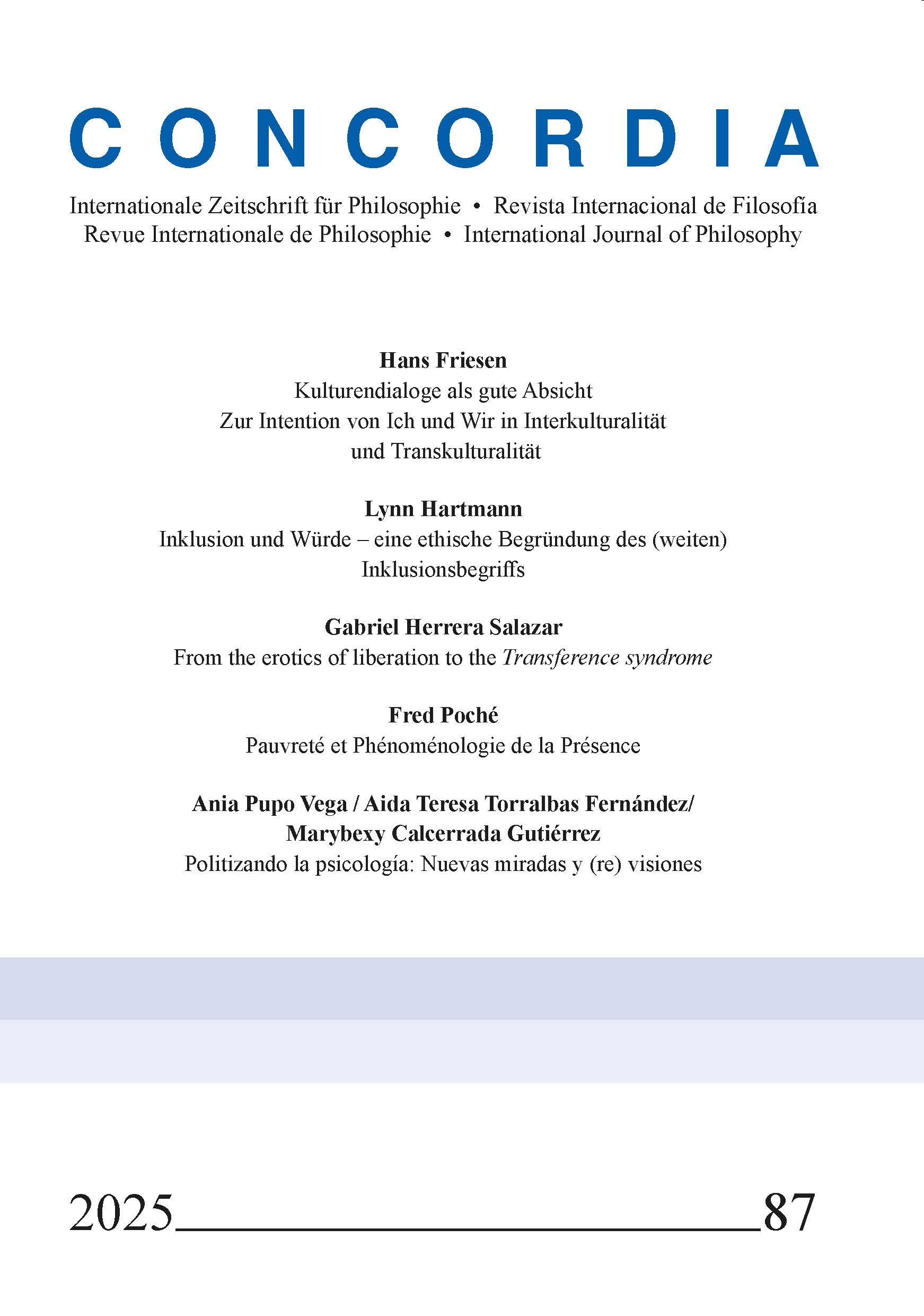 Vorderes Coverbild Concordia - Internationale Zeitschrift für Philosophie 87