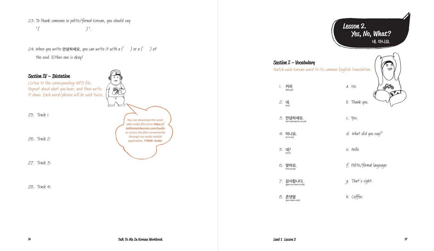 Beispielinhalt (Bild) Talk To Me In Korean Workbook - Level 1