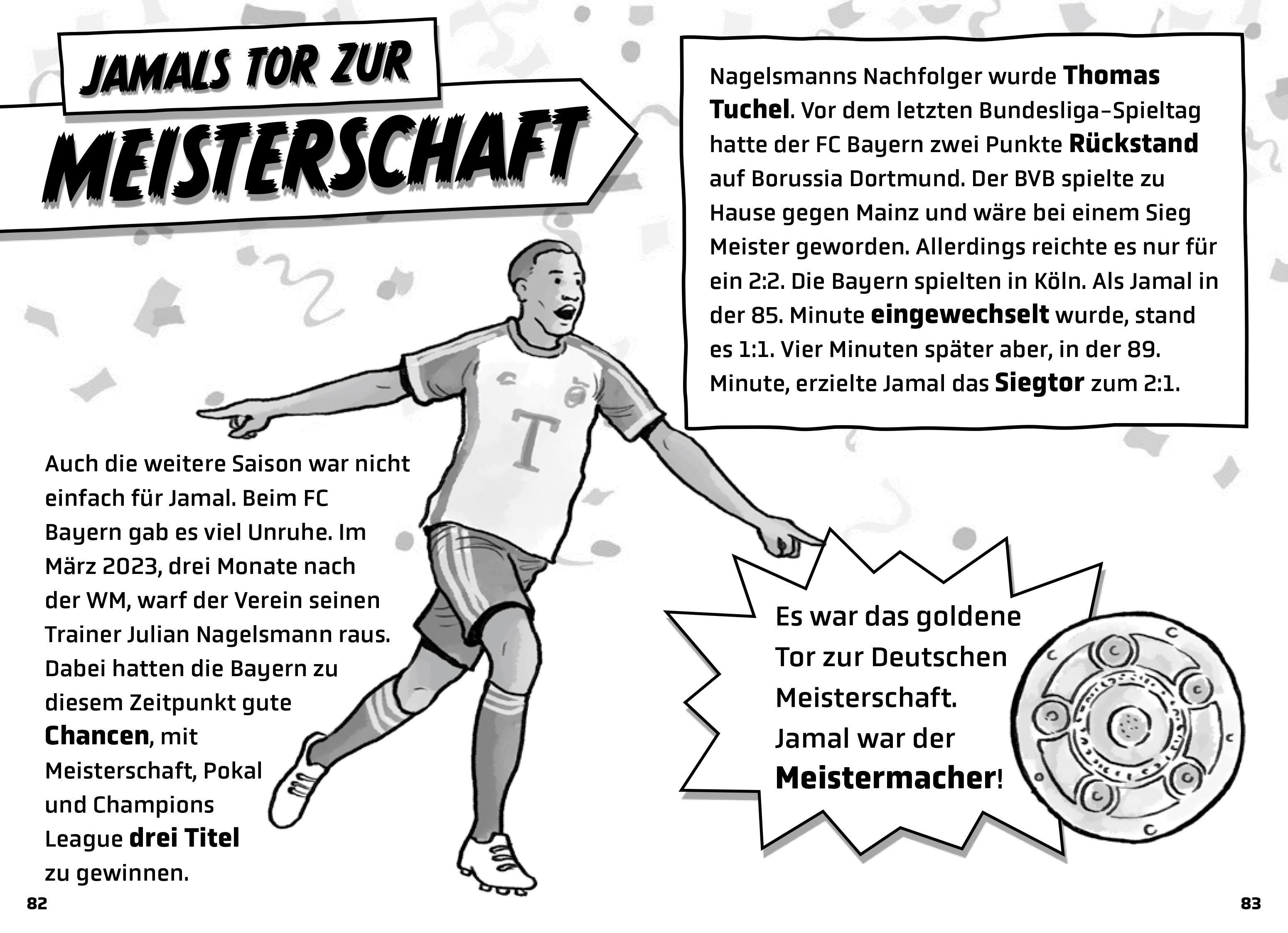 Beispielinhalt (Bild) Mein Fußballheld Jamal Musiala  - Seine Geschichte, seine Spiele, seine Rekorde