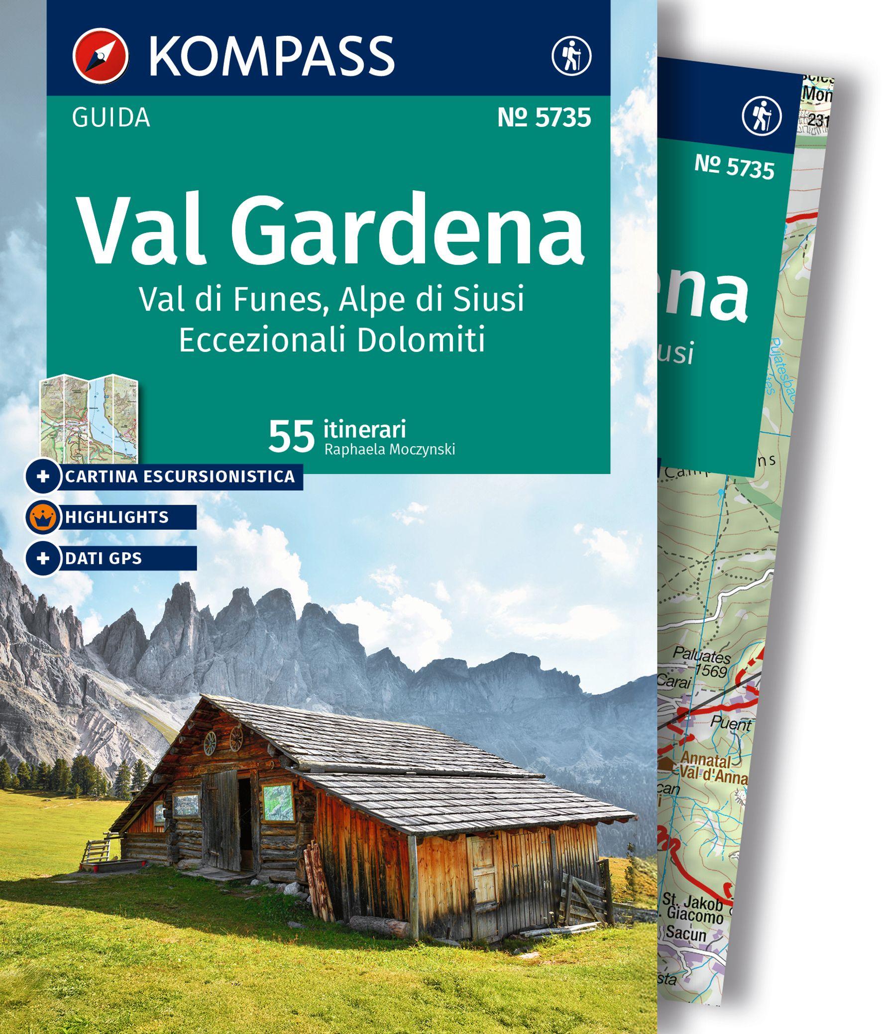 Vorderes Coverbild KOMPASS guida escursionistica Val Gardena, Val di Funes, Alpe di Siusi, 55 itinerari
