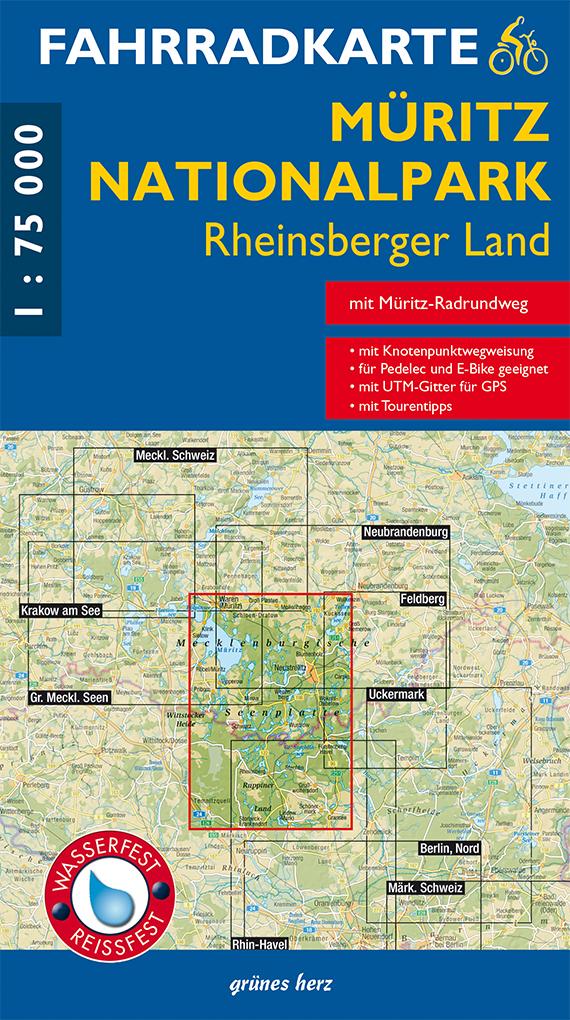 Vorderes Coverbild Fahrradkarte Müritz-Nationalpark, Rheinsberger Land