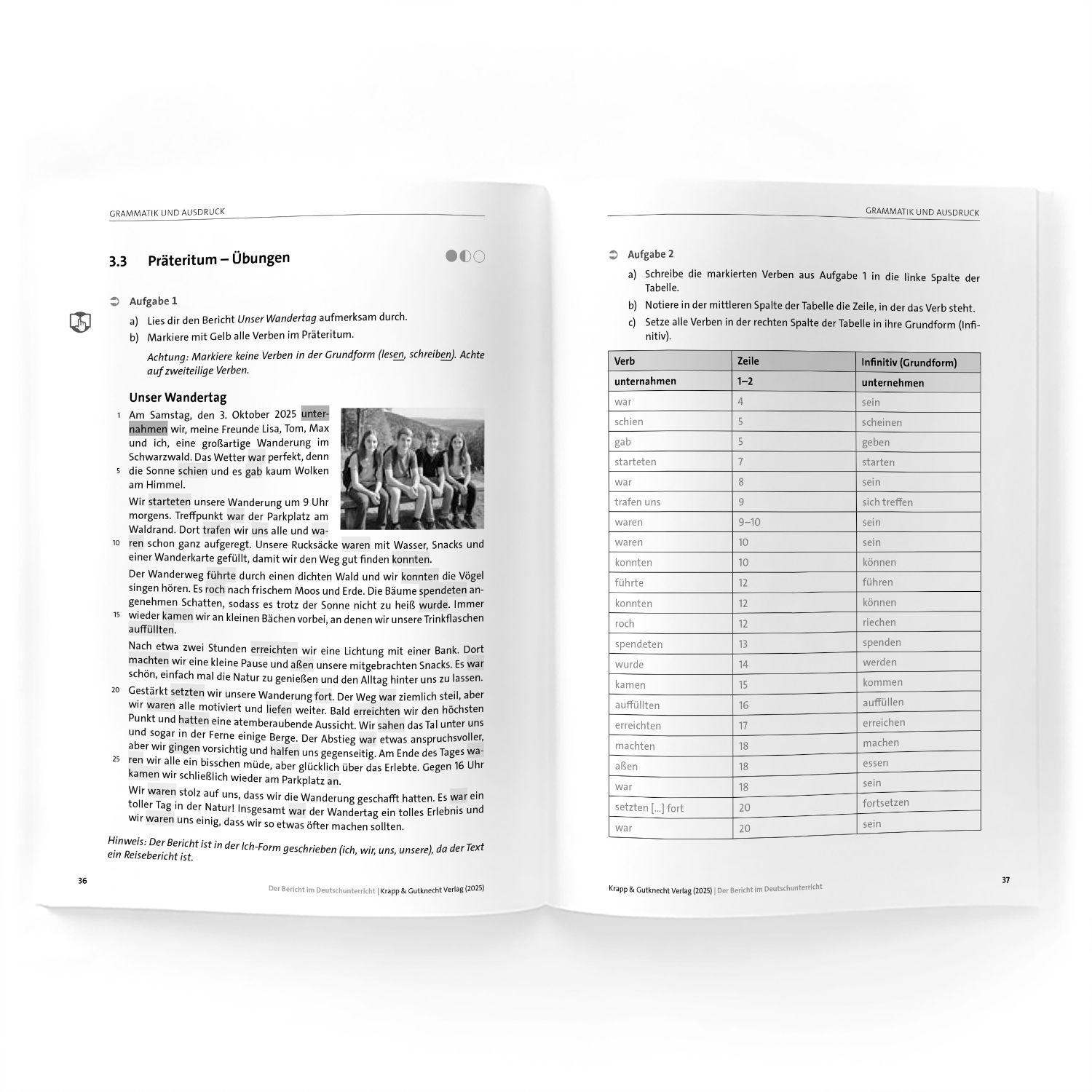 Beispielinhalt (Bild) Der Bericht im Deutschunterricht