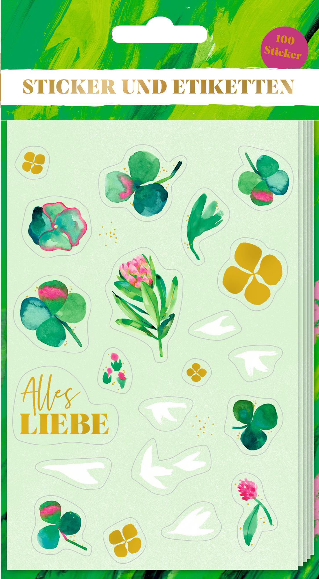 Vorderes Coverbild Sticker und Etiketten - Stickerbogen mit 100 Stickern