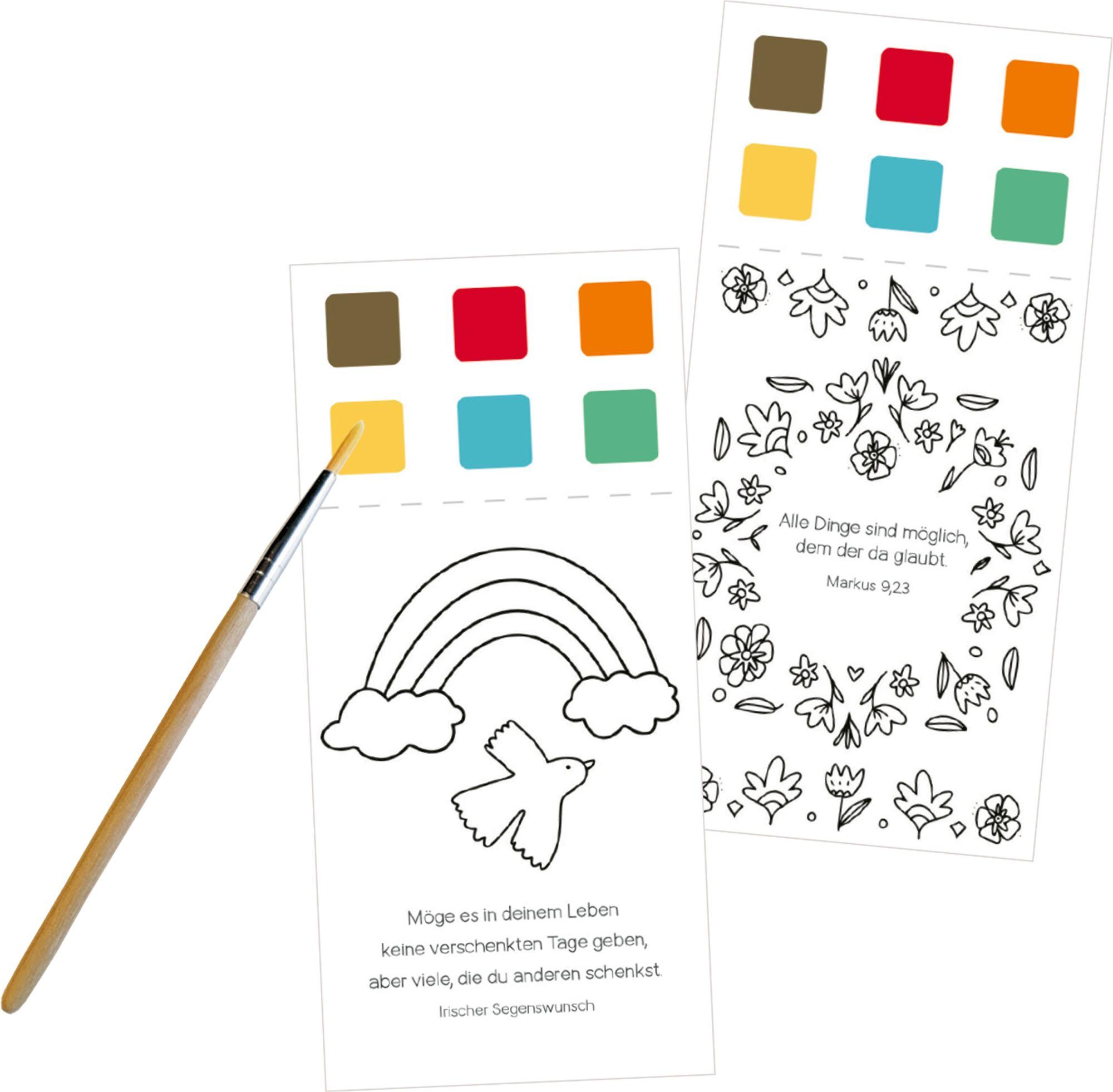 Beispielinhalt (Bild) Mini-Malblock - Bunte Segenswünsche für dich