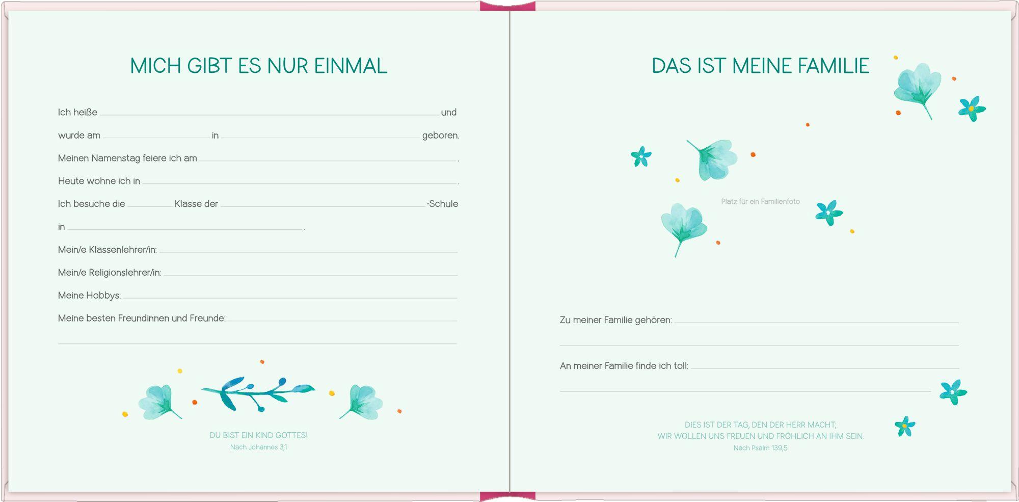 Beispielinhalt (Bild) Eintragalbum - Meine Erstkommunion