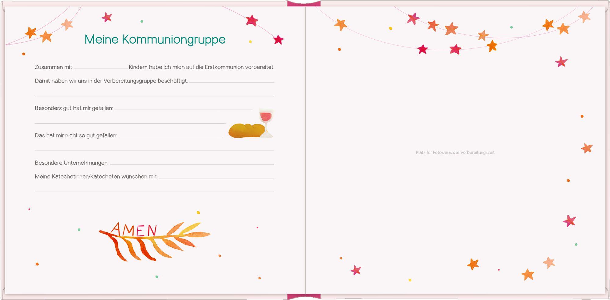 Beispielinhalt (Bild) Eintragalbum - Meine Erstkommunion