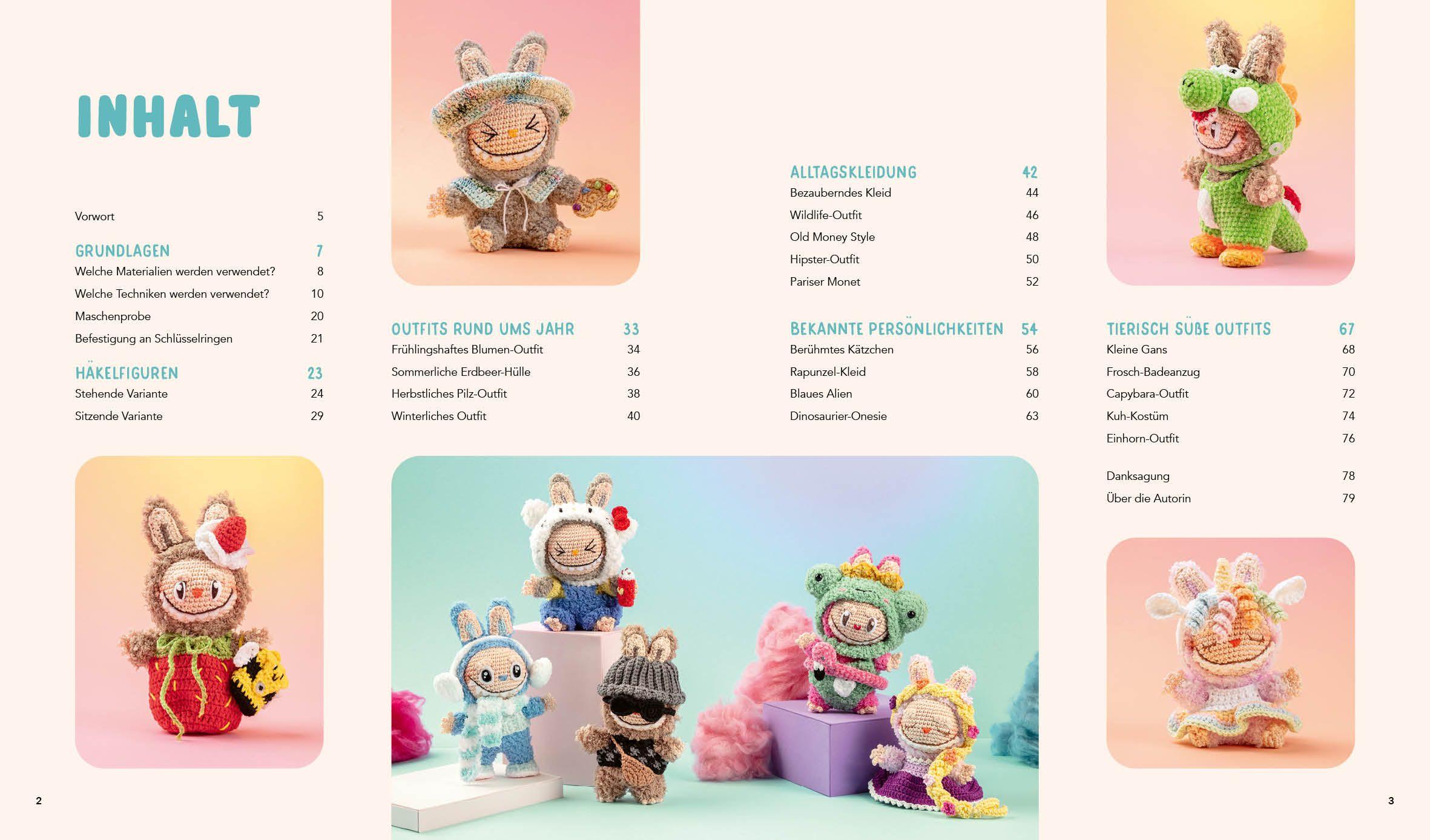 Beispielinhalt (Bild) Cute Monsters - Das Häkelbuch für Labubu-Fans - inklusive Anleitungen für die Figuren!