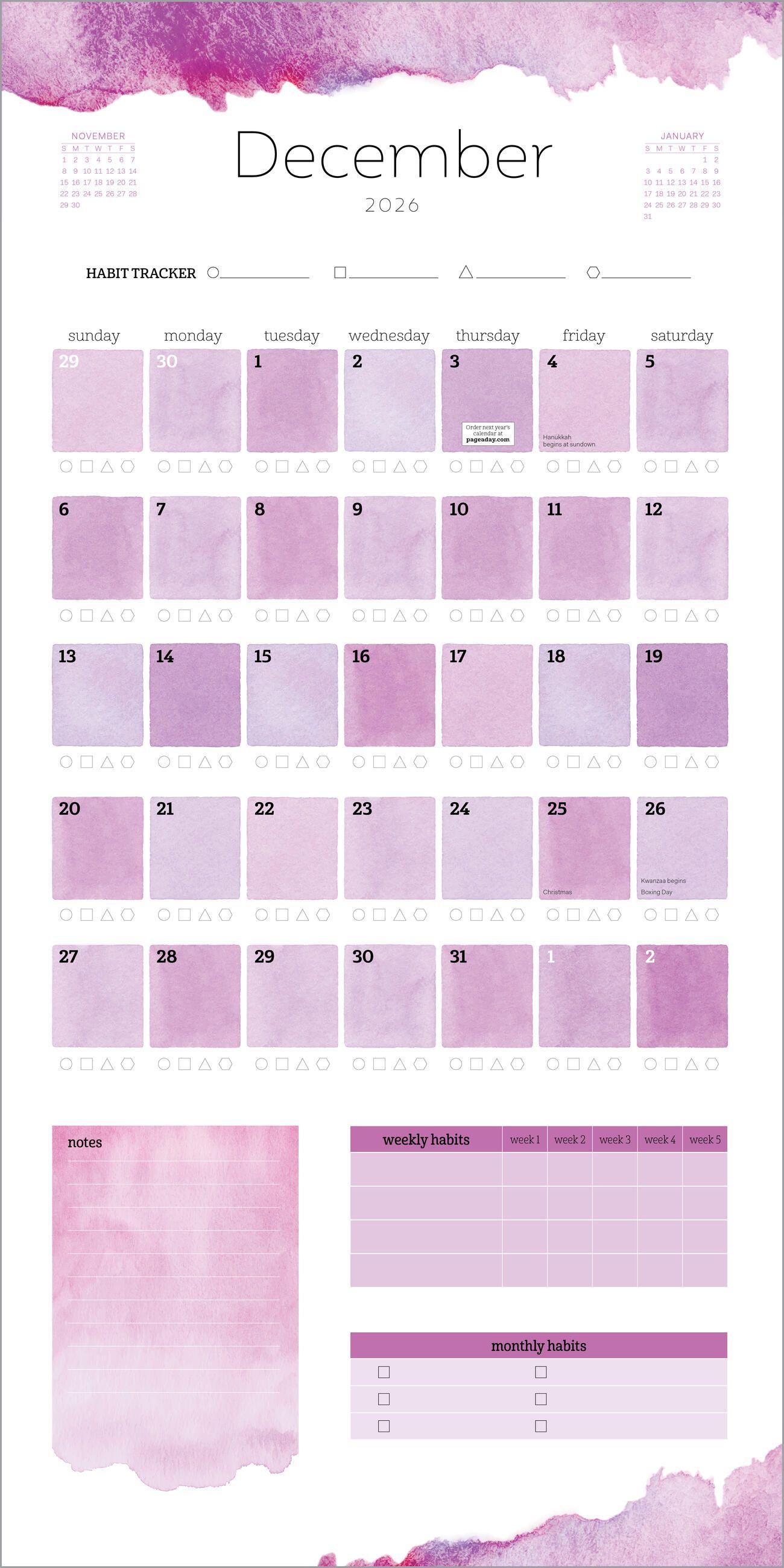 Beispielinhalt (Bild) Habit Tracker Wall Calendar 2026