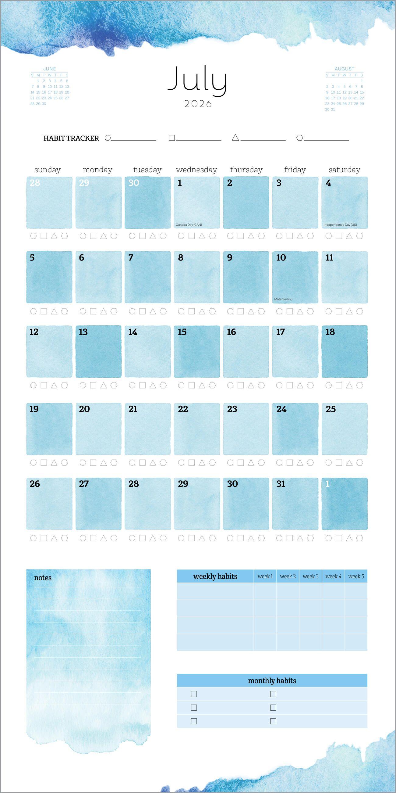 Beispielinhalt (Bild) Habit Tracker Wall Calendar 2026