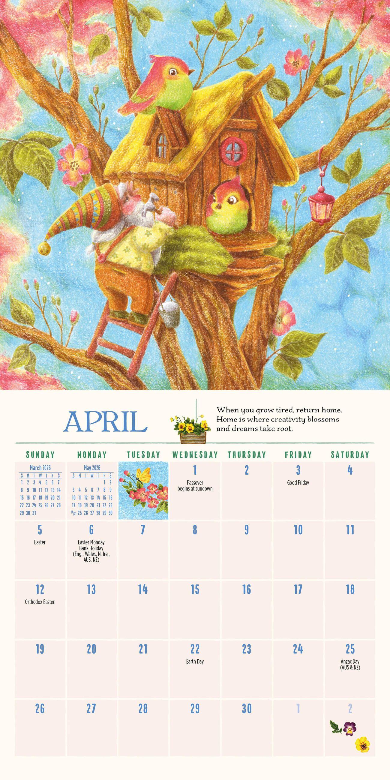 Beispielinhalt (Bild) Gnome Life Mini Wall Calendar 2026