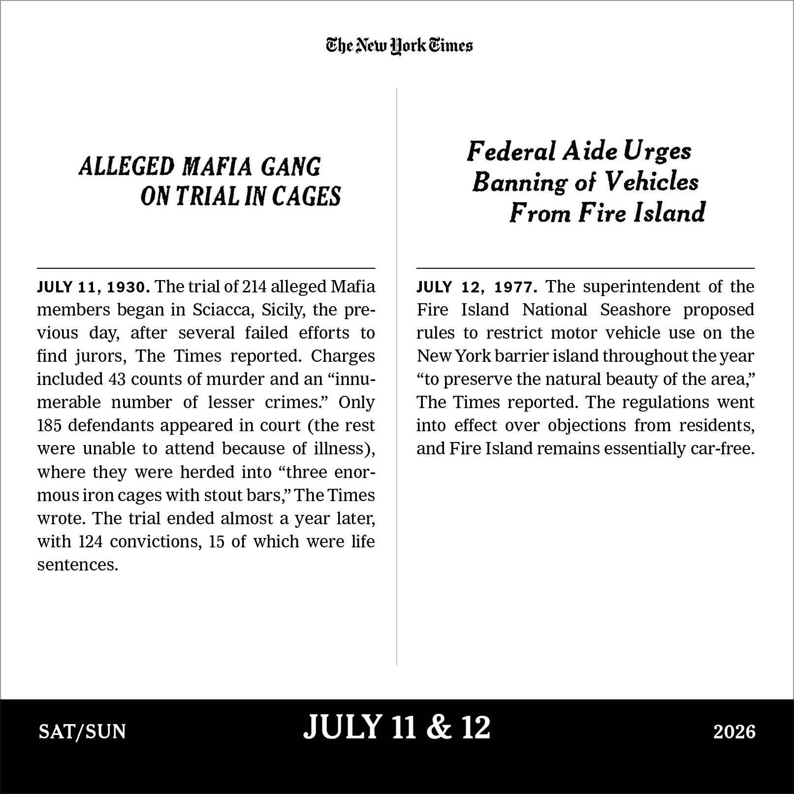 Beispielinhalt (Bild) New York Times Headlines in History Page-A-Day(r) Calendar 2026