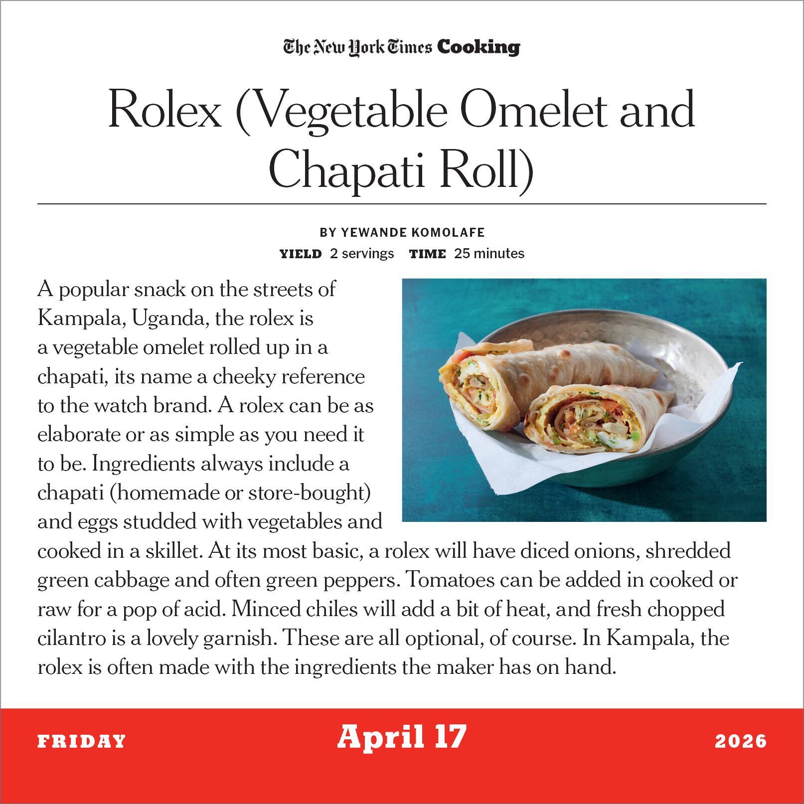 Beispielinhalt (Bild) New York Times Cooking Page-A-Day(r) Calendar 2026