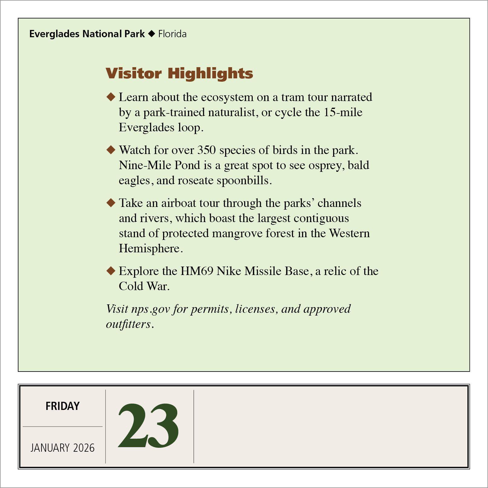 Beispielinhalt (Bild) National Parks Page-A-Day(r) Calendar 2026