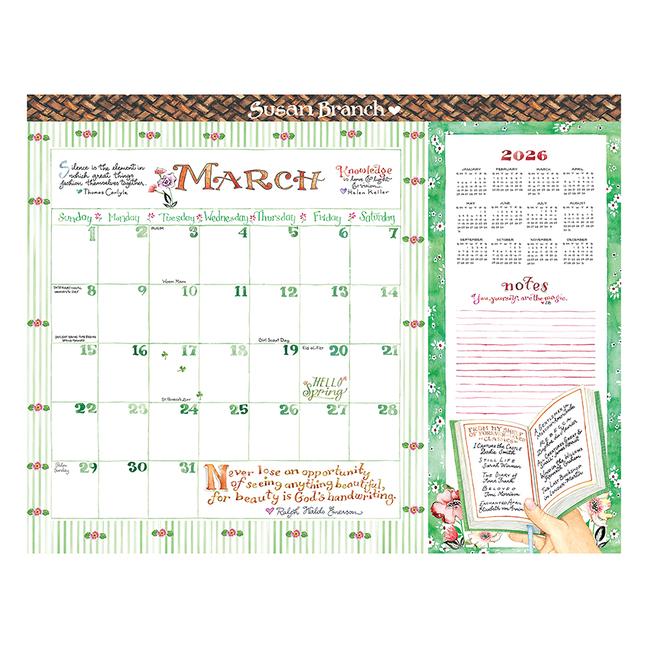 Vorderes Coverbild Cal 2026- Susan Branch Large Desk Pad Monthly Blotter