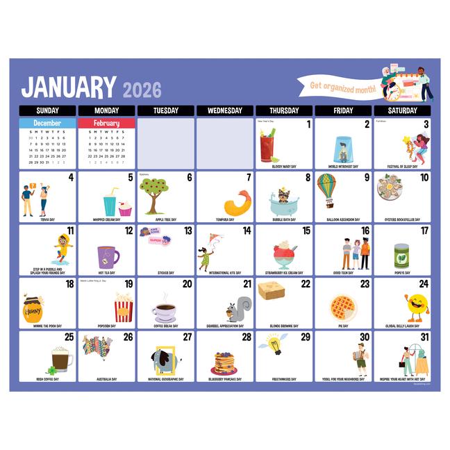Vorderes Coverbild Cal 2026- Every Day's a Holiday Large Desk Pad Monthly Blotter
