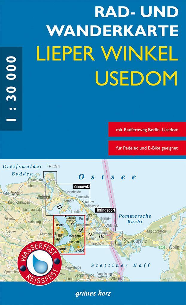 Vorderes Coverbild Rad- und Wanderkarte Lieper Winkel, Usedom