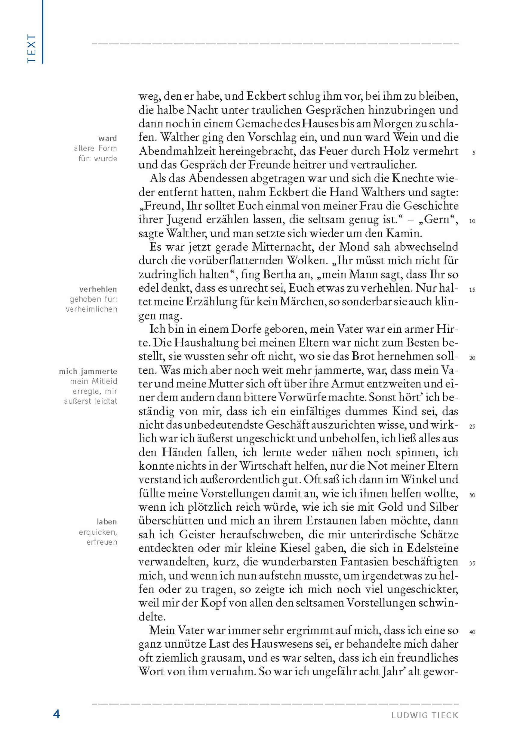 Beispielinhalt (Bild) Der blonde Eckbert / Der Runenberg (Textausgabe)