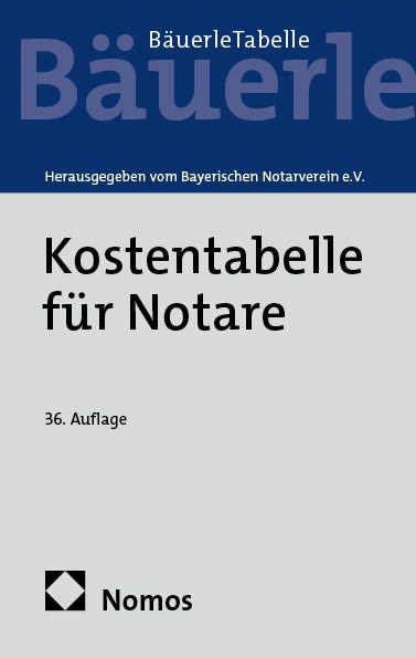 Vorderes Coverbild Kostentabelle für Notare