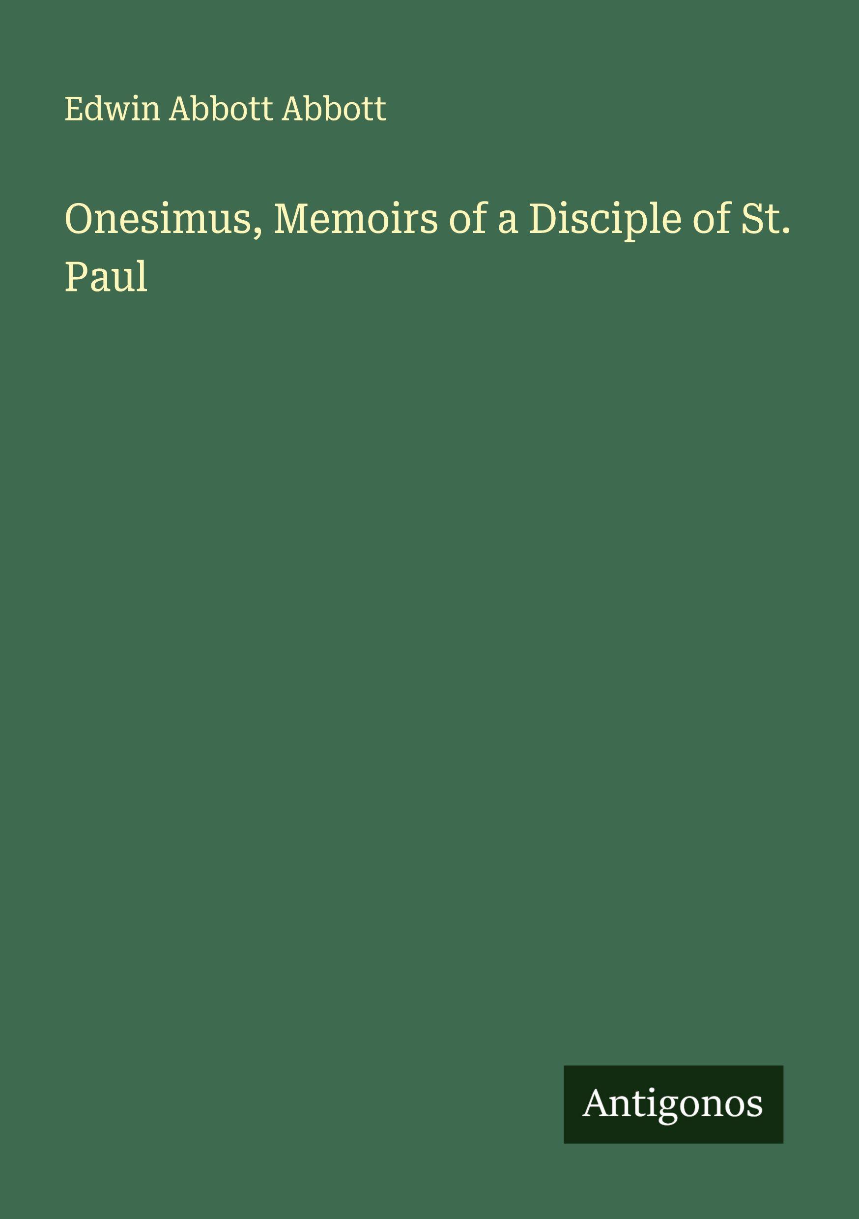 Vorderes Coverbild Onesimus, Memoirs of a Disciple of St. Paul
