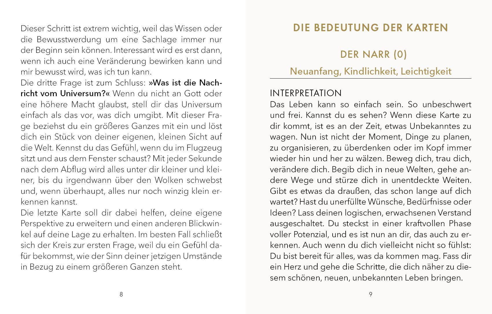 Beispielinhalt (Bild) Tarotkarten Pocket Edition