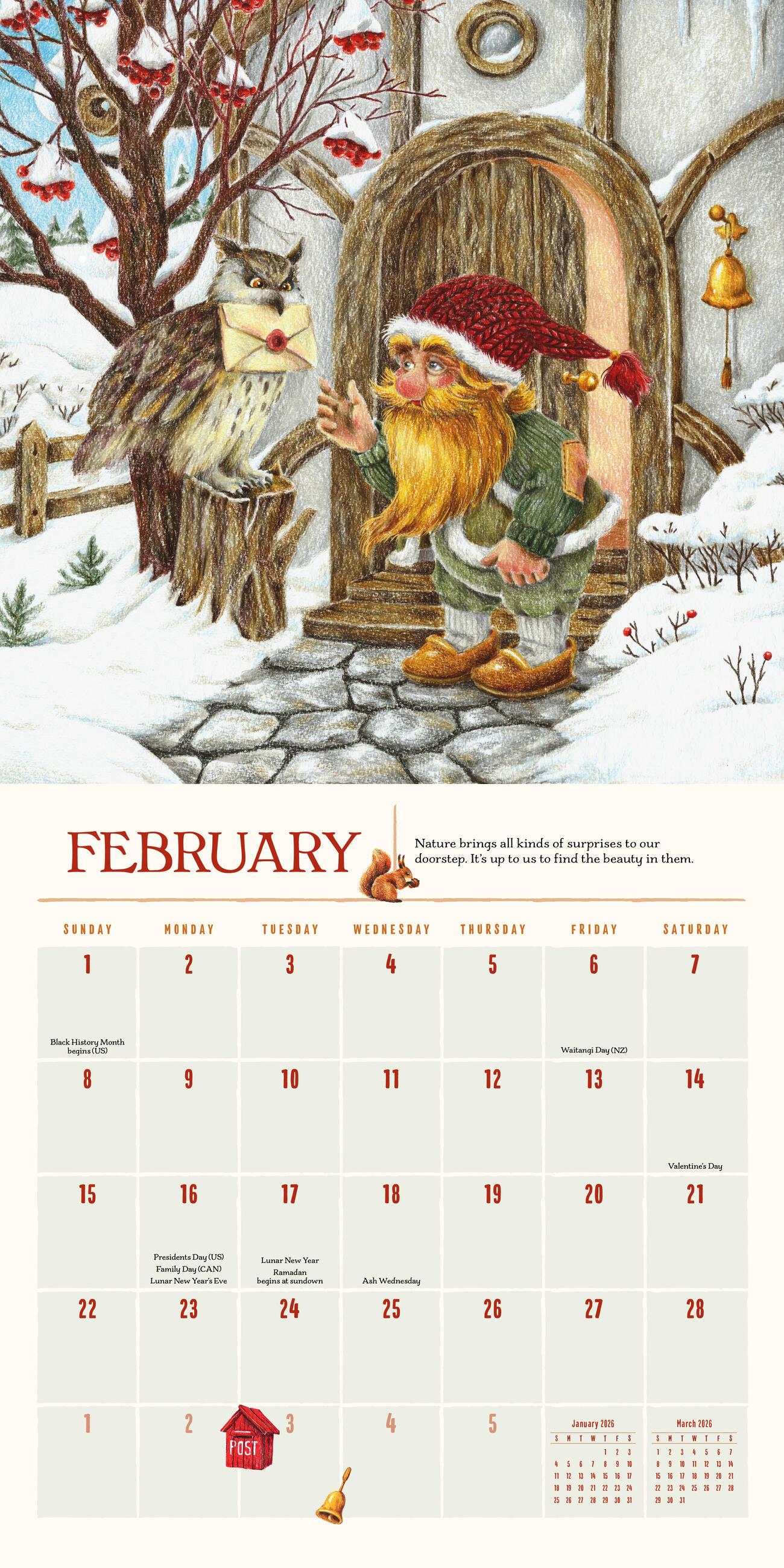 Beispielinhalt (Bild) Gnome Life Wall Calendar 2026
