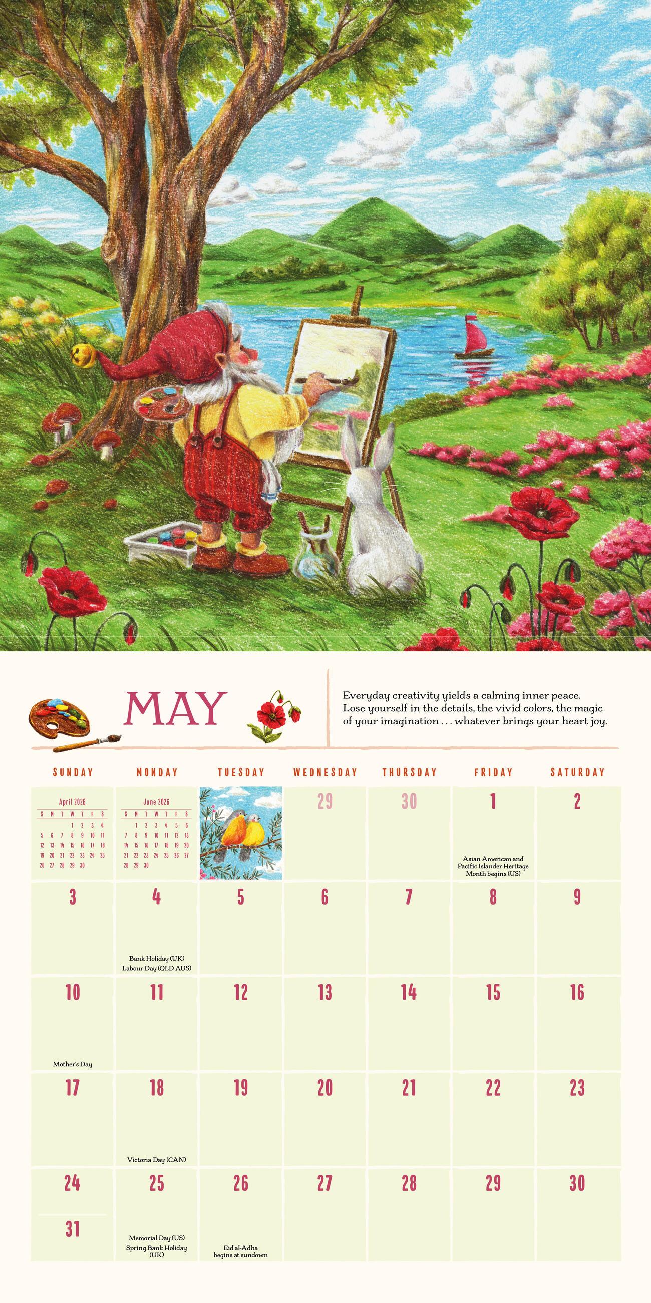 Beispielinhalt (Bild) Gnome Life Wall Calendar 2026
