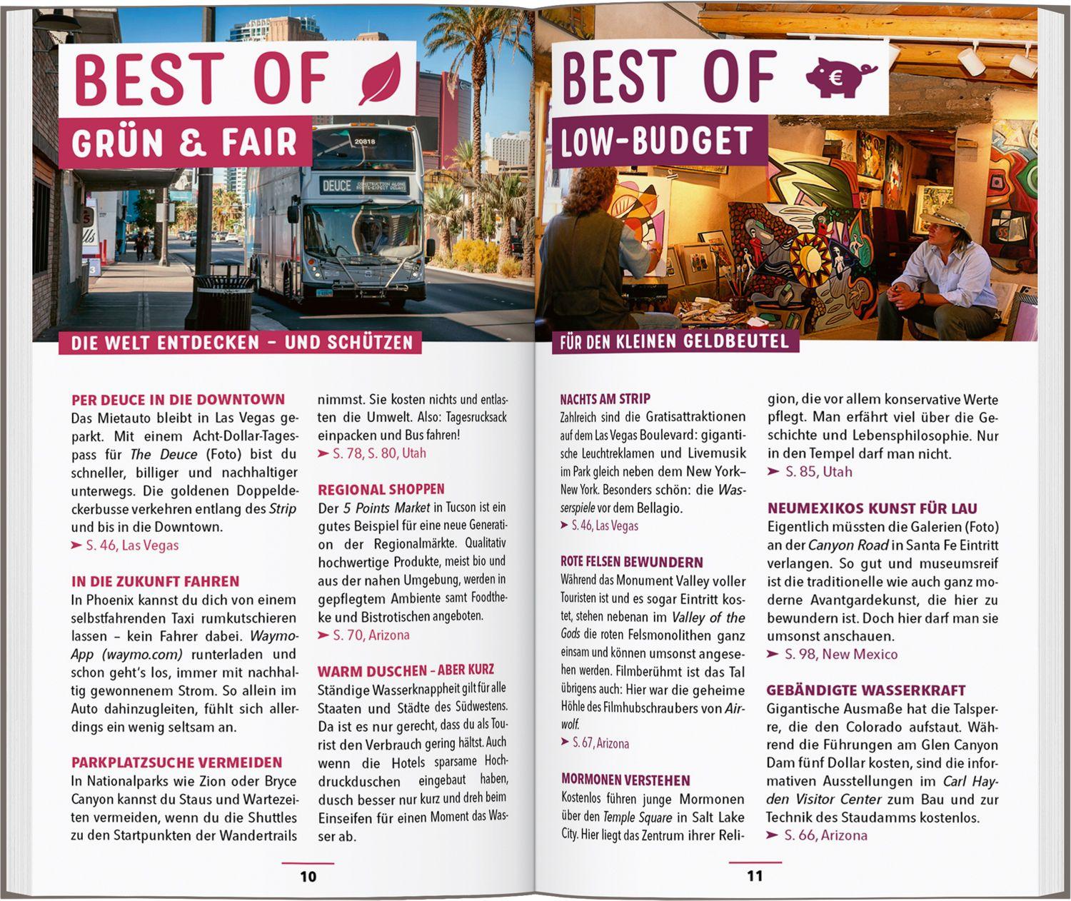 Beispielinhalt (Bild) MARCO POLO Reiseführer USA Südwest, Las Vegas, Colorado, New Mexico, Arizona, Utah
