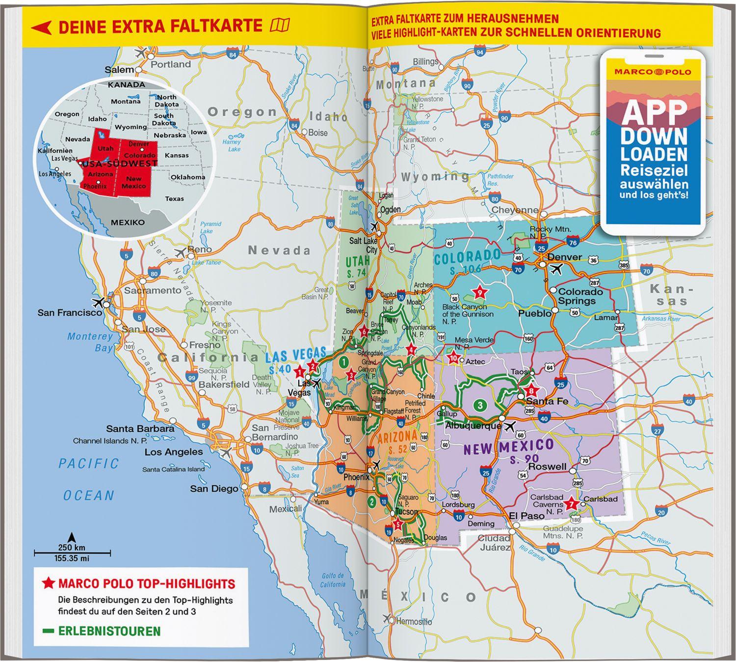 Beispielinhalt (Bild) MARCO POLO Reiseführer USA Südwest, Las Vegas, Colorado, New Mexico, Arizona, Utah