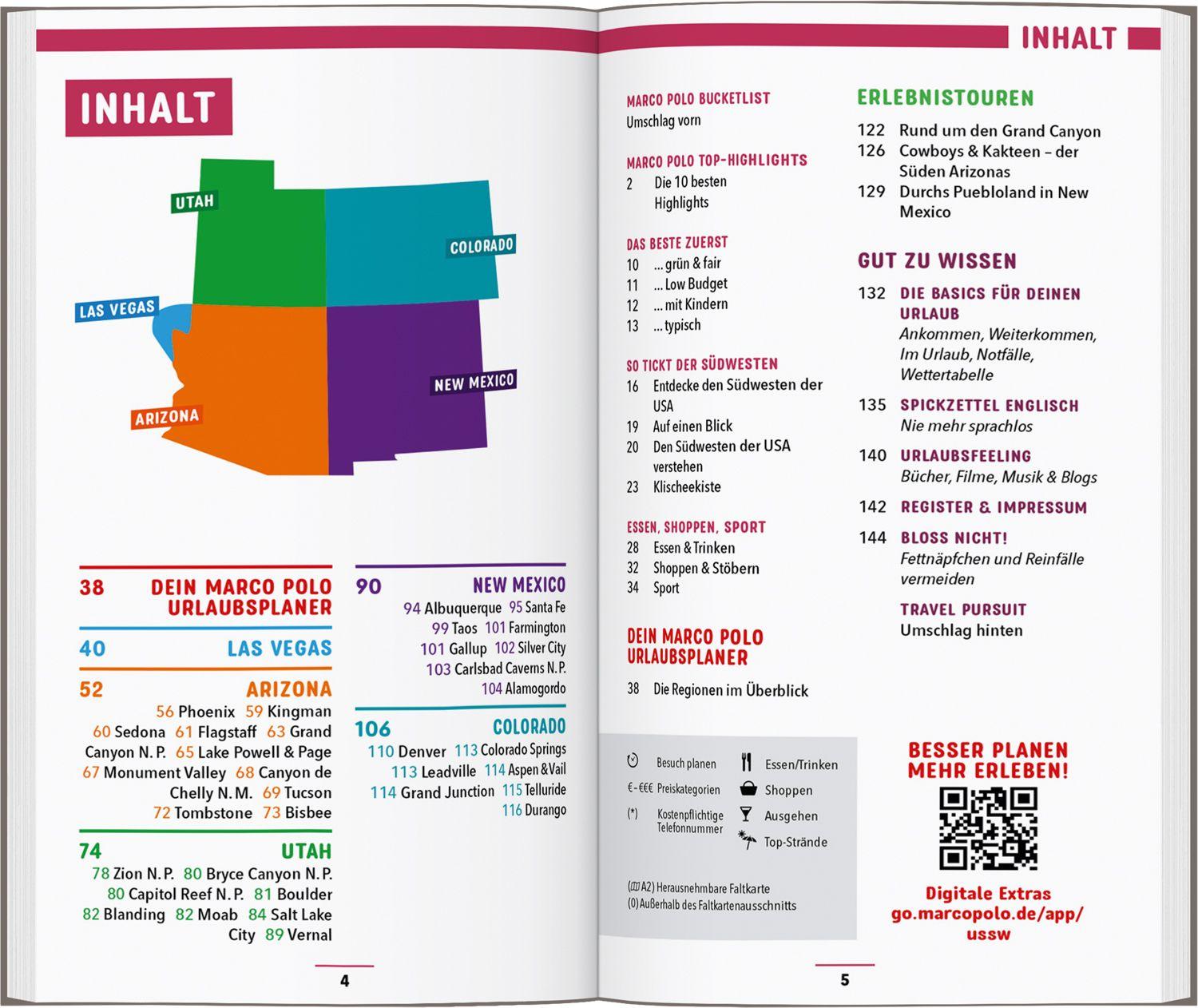 Beispielinhalt (Bild) MARCO POLO Reiseführer USA Südwest, Las Vegas, Colorado, New Mexico, Arizona, Utah