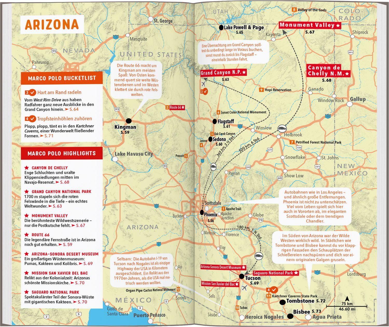 Beispielinhalt (Bild) MARCO POLO Reiseführer USA Südwest, Las Vegas, Colorado, New Mexico, Arizona, Utah