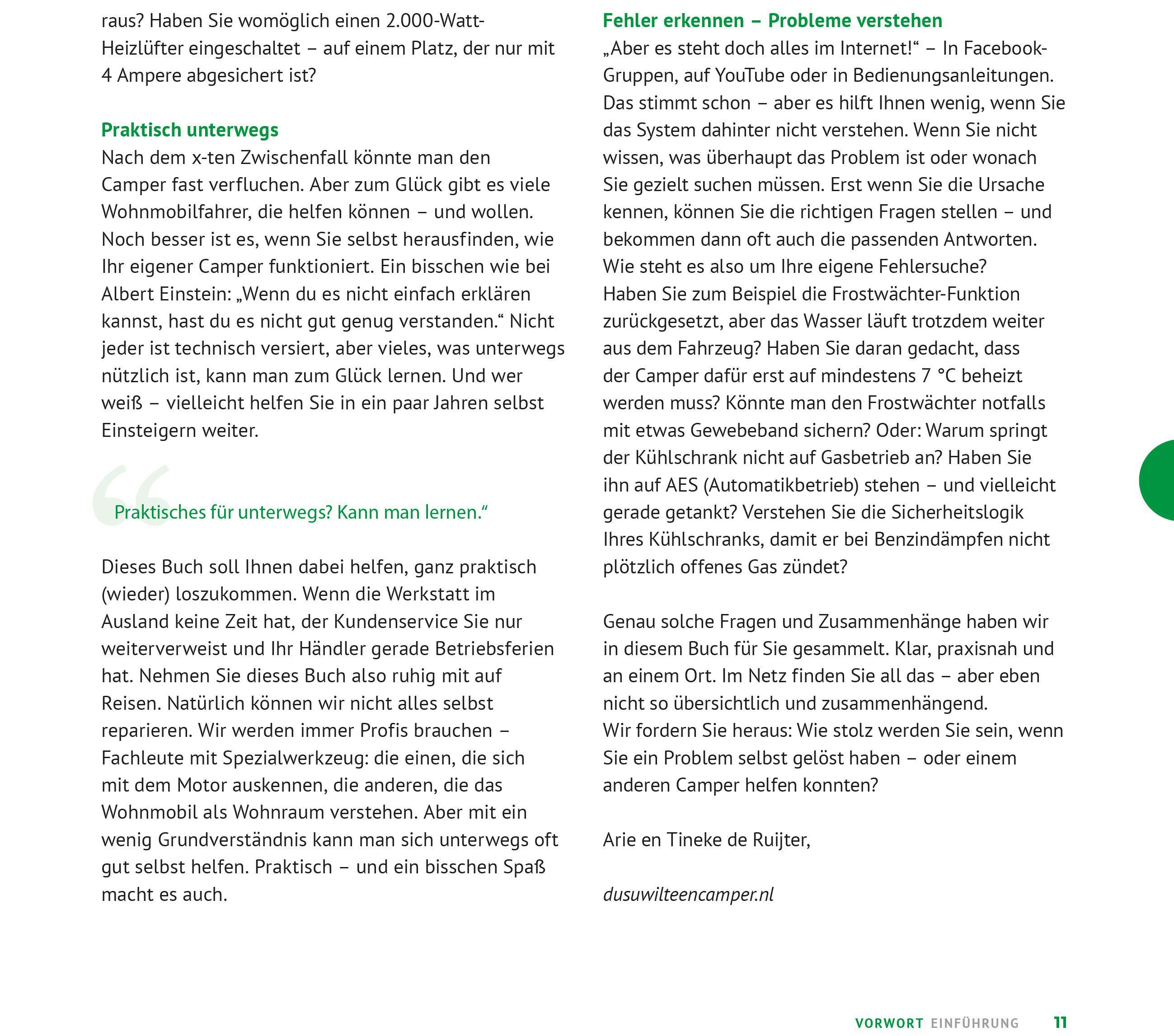 Beispielinhalt (Bild) ACSI Wohnmobil-Handbuch