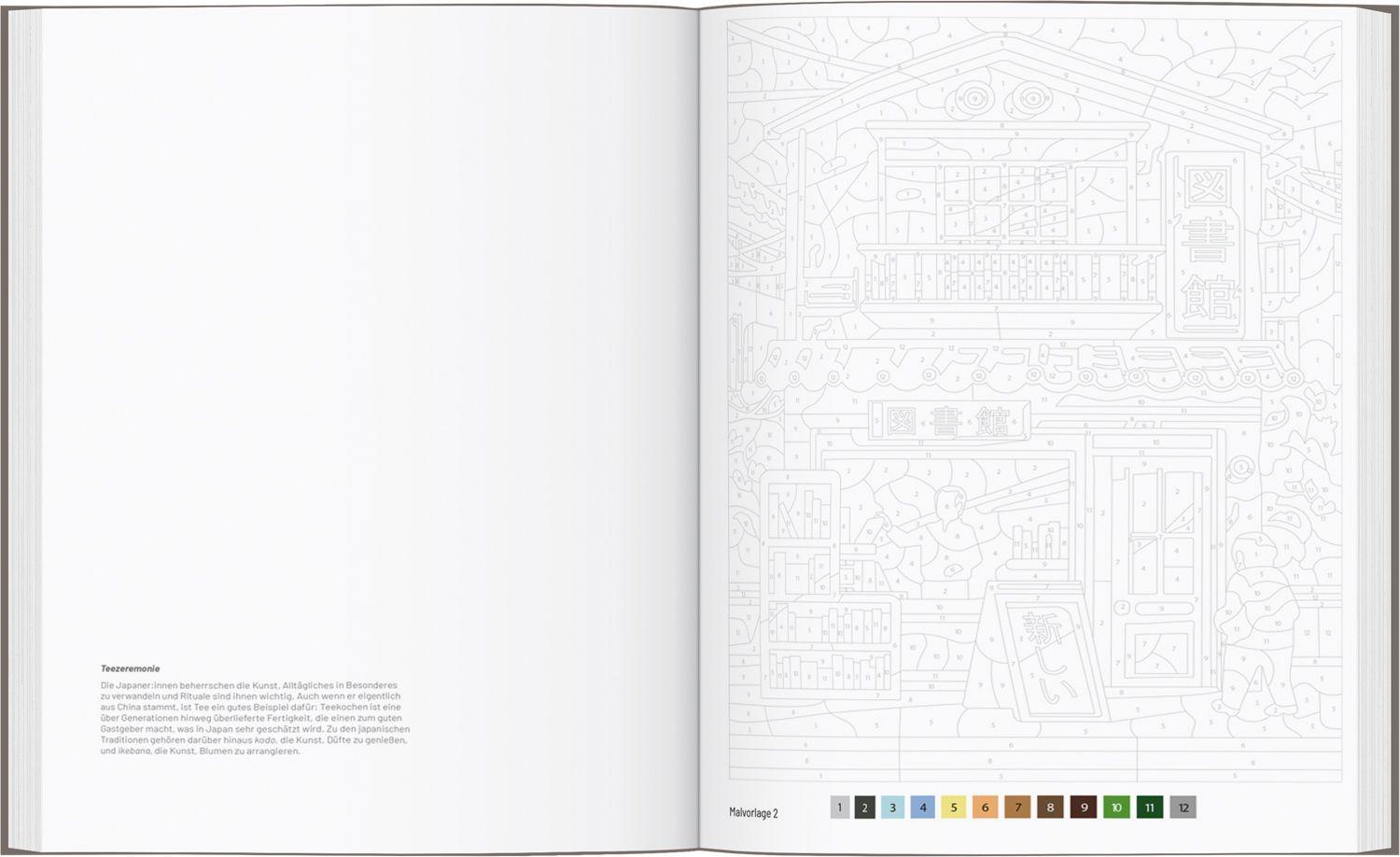 Beispielinhalt (Bild) Japan - Das große Ausmalbuch nach Zahlen