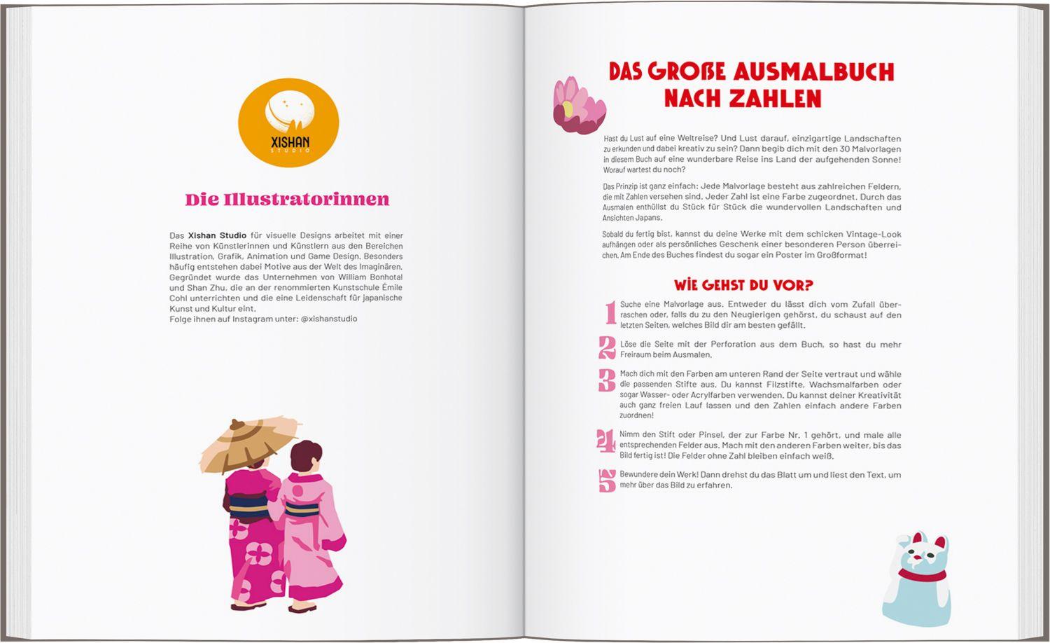 Beispielinhalt (Bild) Japan - Das große Ausmalbuch nach Zahlen