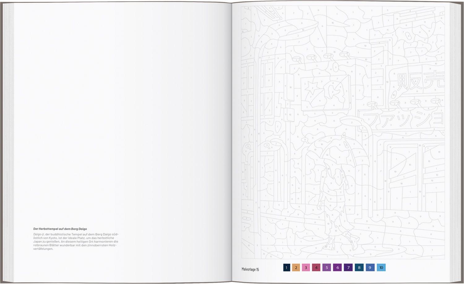 Beispielinhalt (Bild) Japan - Das große Ausmalbuch nach Zahlen