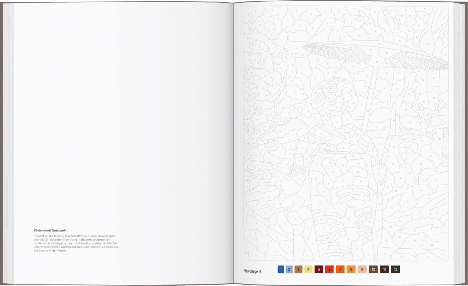 Beispielinhalt (Bild) Japan - Das große Ausmalbuch nach Zahlen