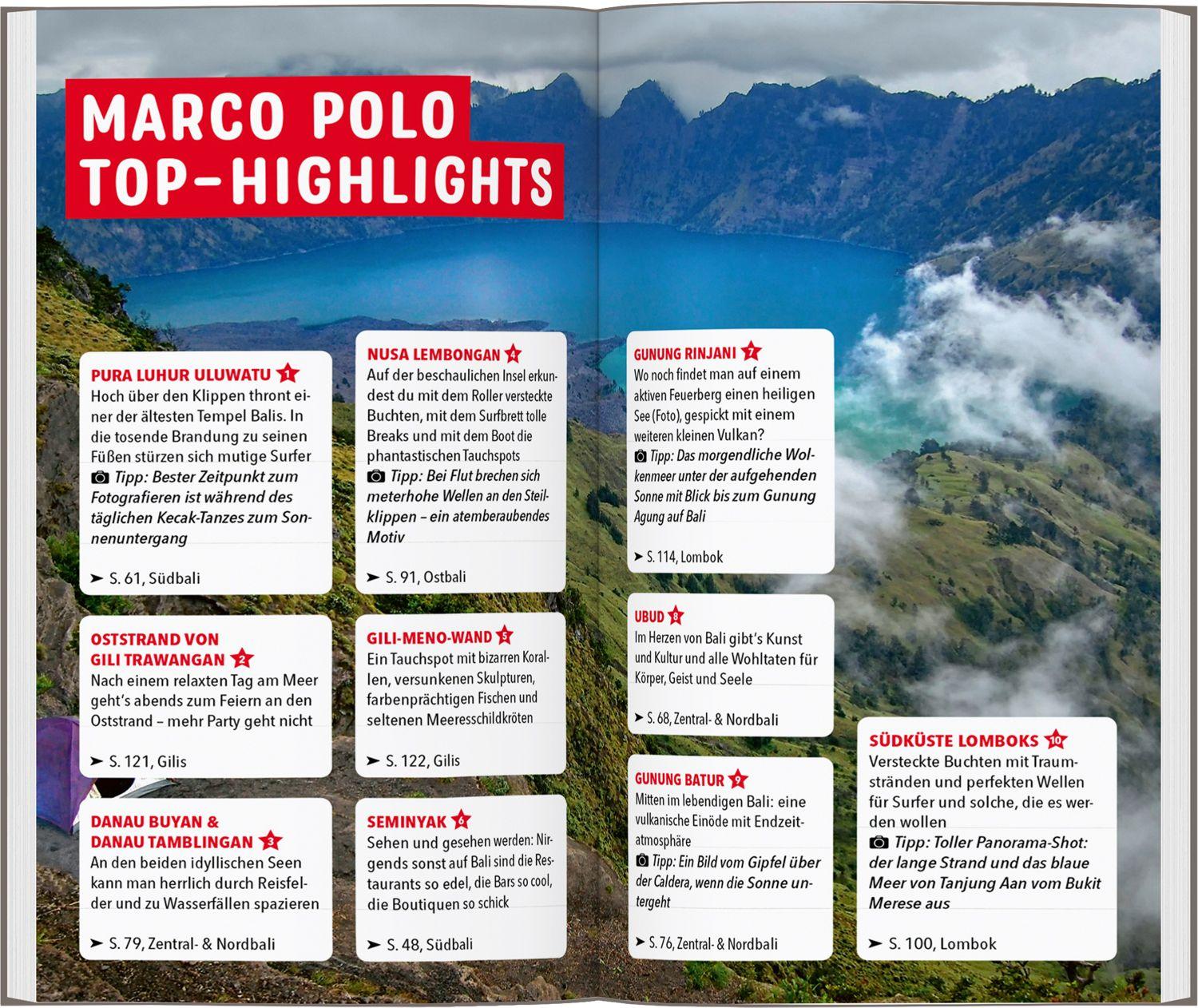 Beispielinhalt (Bild) MARCO POLO Reiseführer Bali, Lombok, Gilis