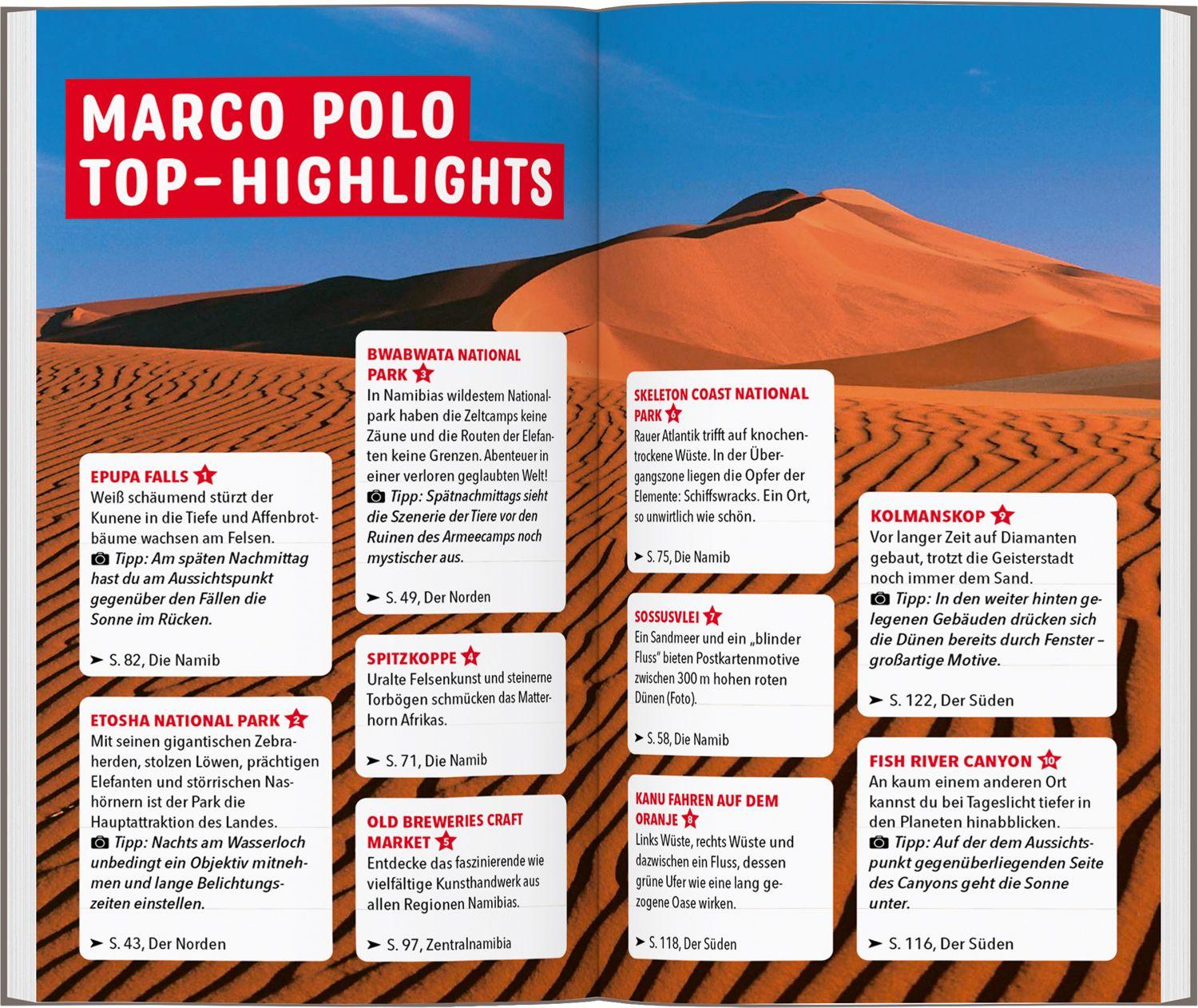 Beispielinhalt (Bild) MARCO POLO Reiseführer Namibia