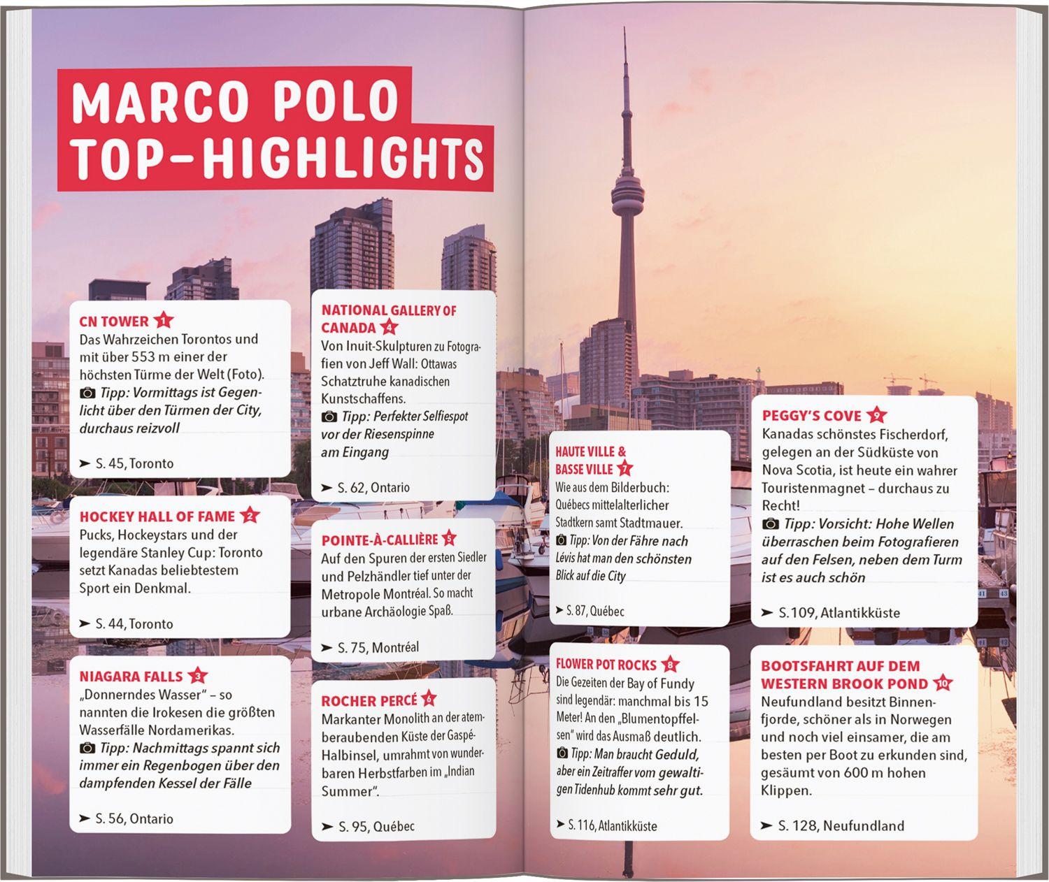 Beispielinhalt (Bild) MARCO POLO Reiseführer Kanada Ost, Montreal, Toronto, Québec