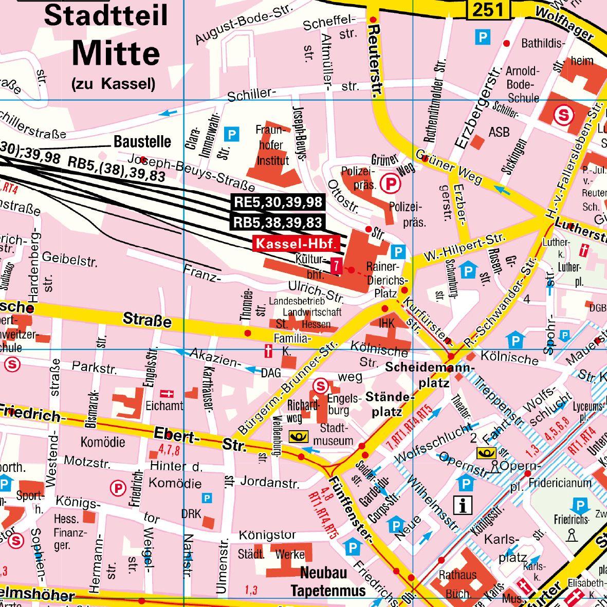 Beispielinhalt (Bild) Falk Cityplan Kassel 1:15.000