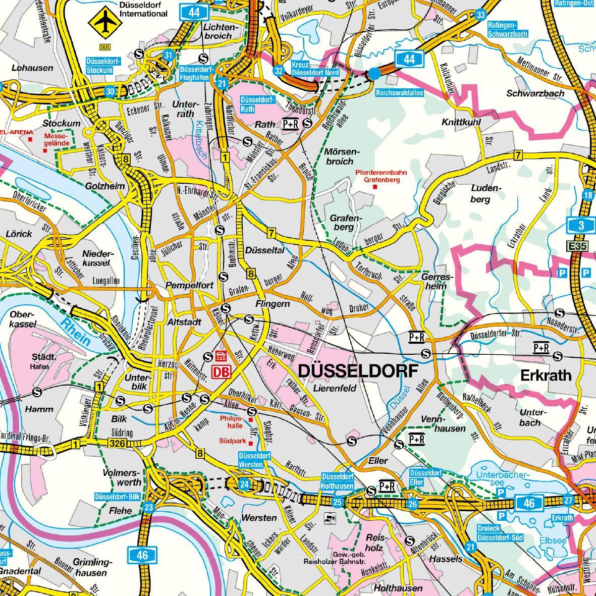 Beispielinhalt (Bild) Falk Cityplan Düsseldorf 1:20.000