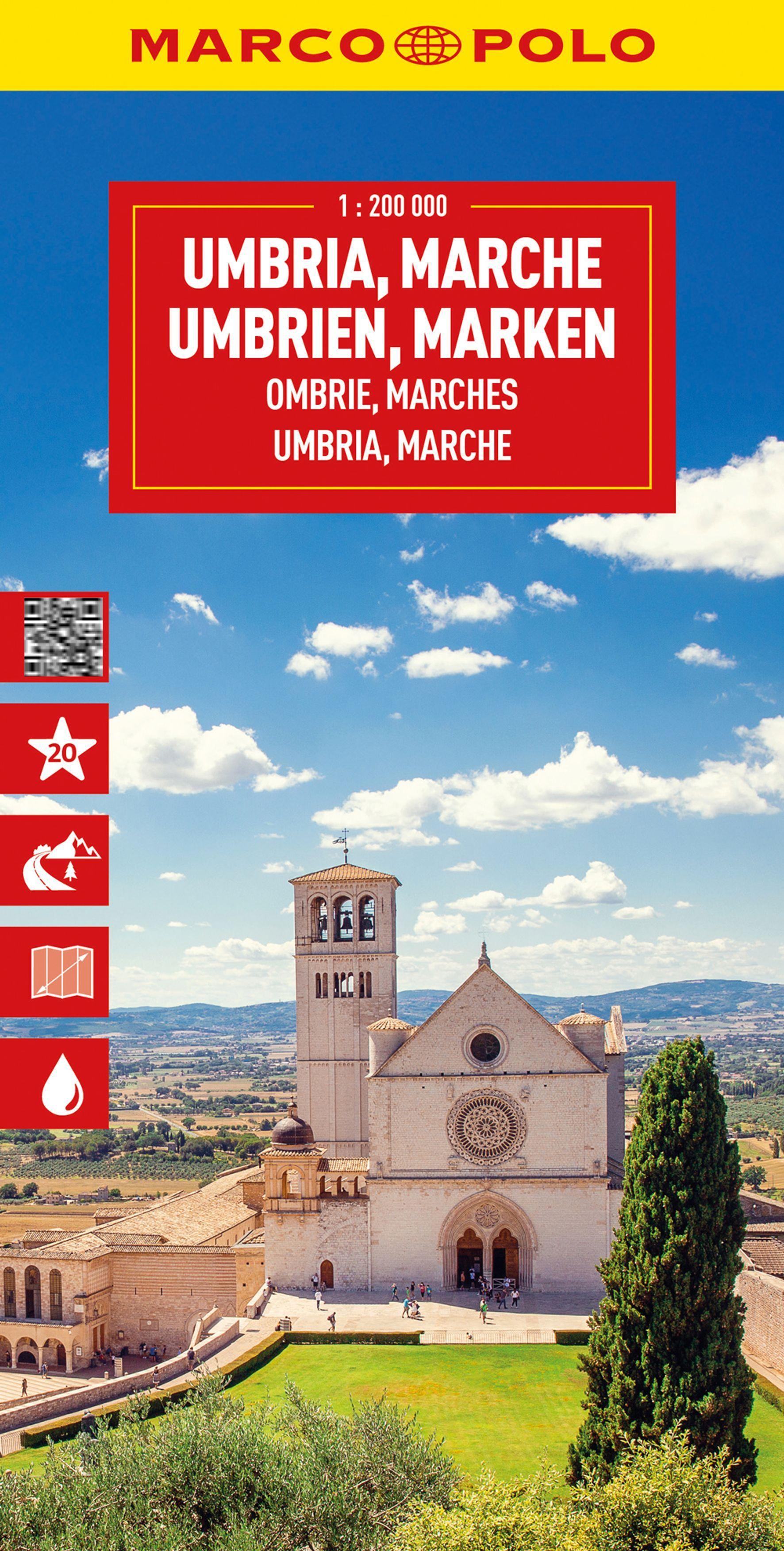 Vorderes Coverbild MARCO POLO Reisekarte Italien 08 Umbrien, Marken 1:200.000