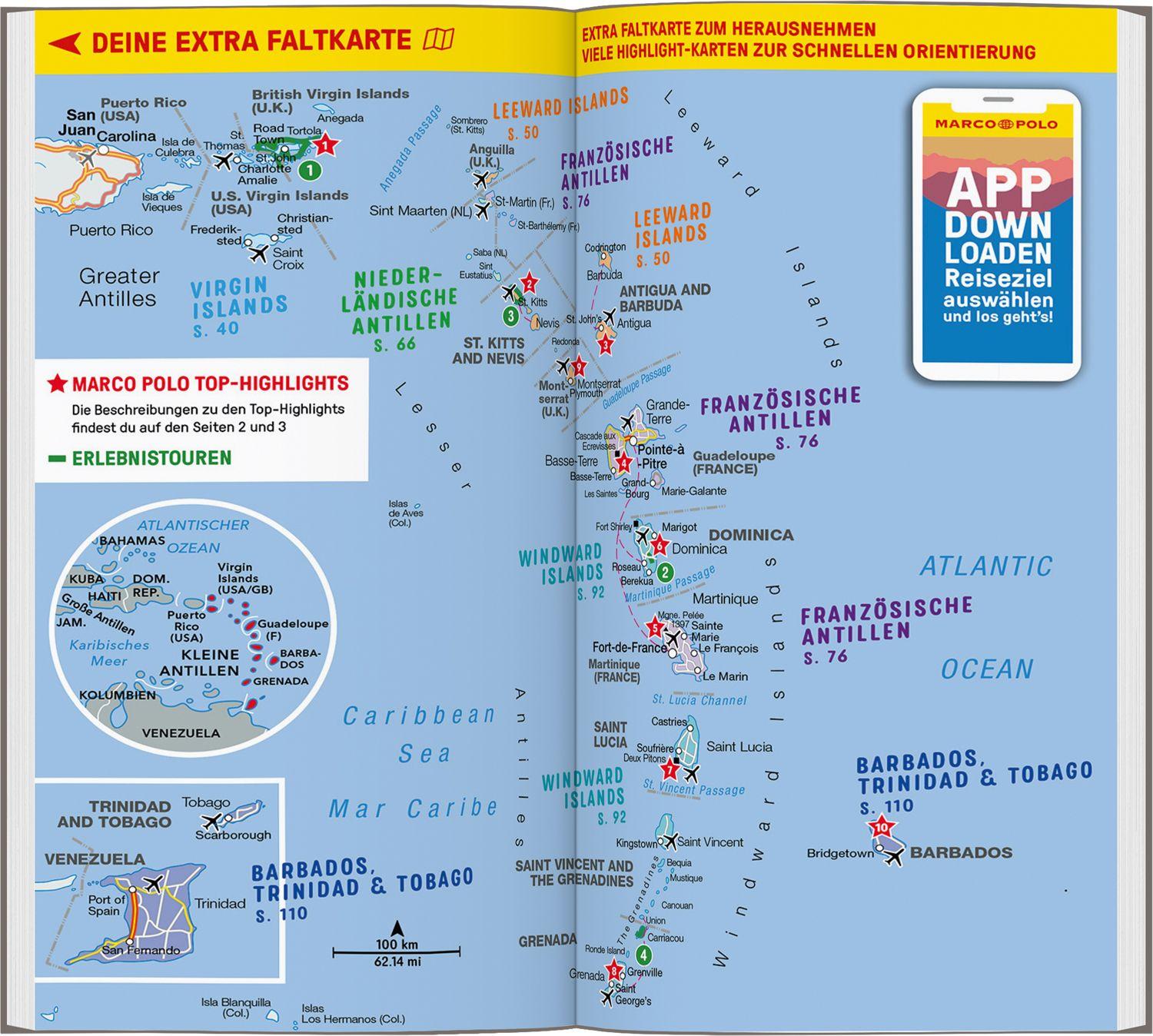 Beispielinhalt (Bild) MARCO POLO Reiseführer Karibik, Kleine Antillen