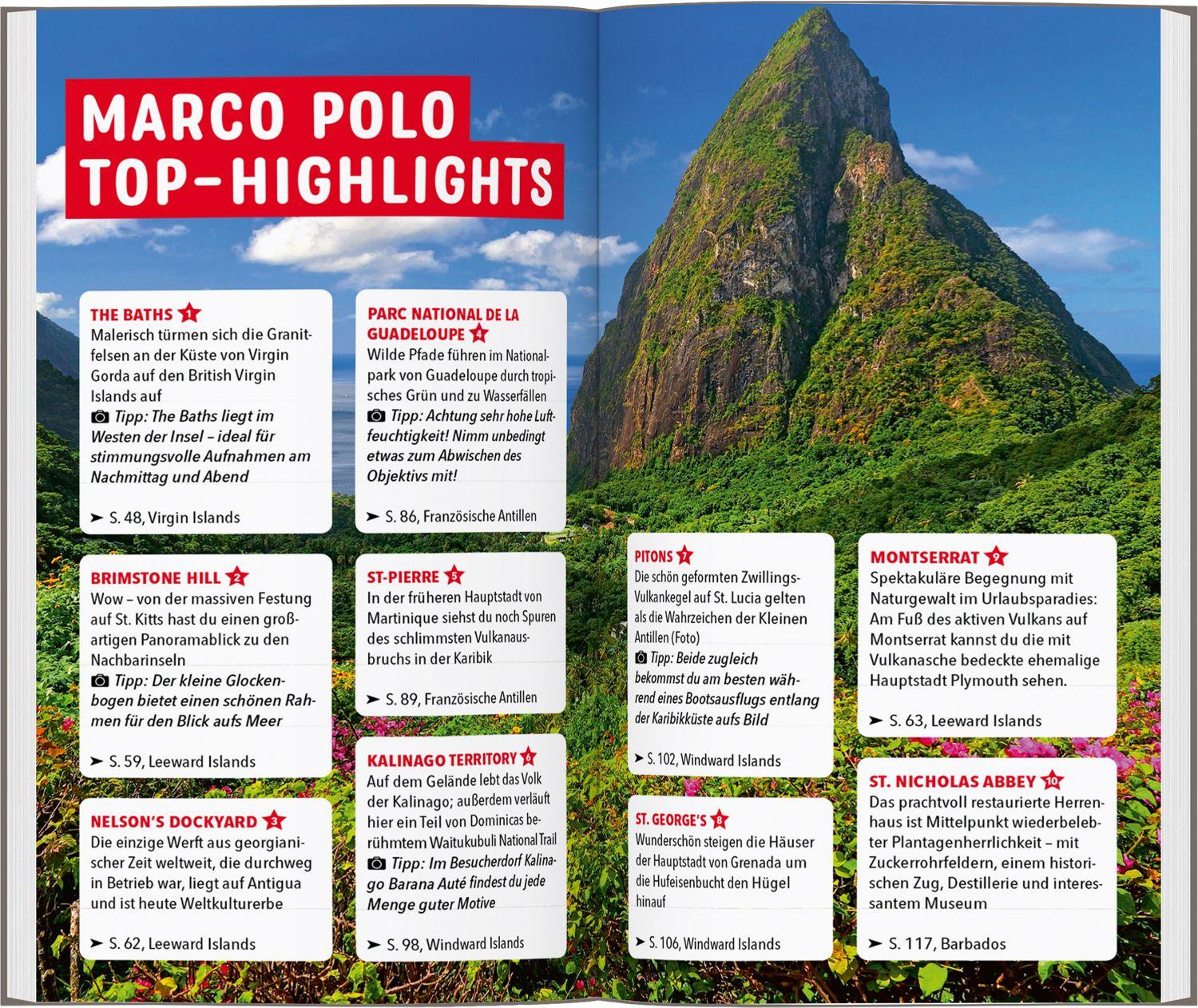 Beispielinhalt (Bild) MARCO POLO Reiseführer Karibik, Kleine Antillen