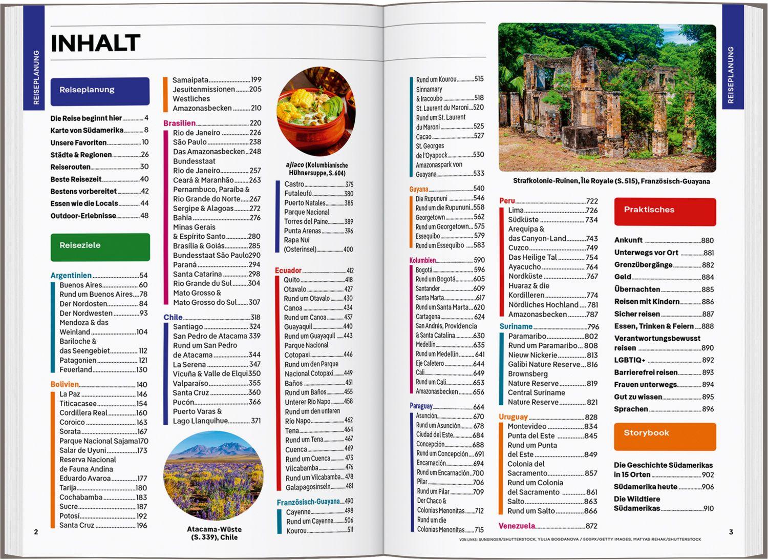 Beispielinhalt (Bild) LONELY PLANET Reiseführer Südamerika