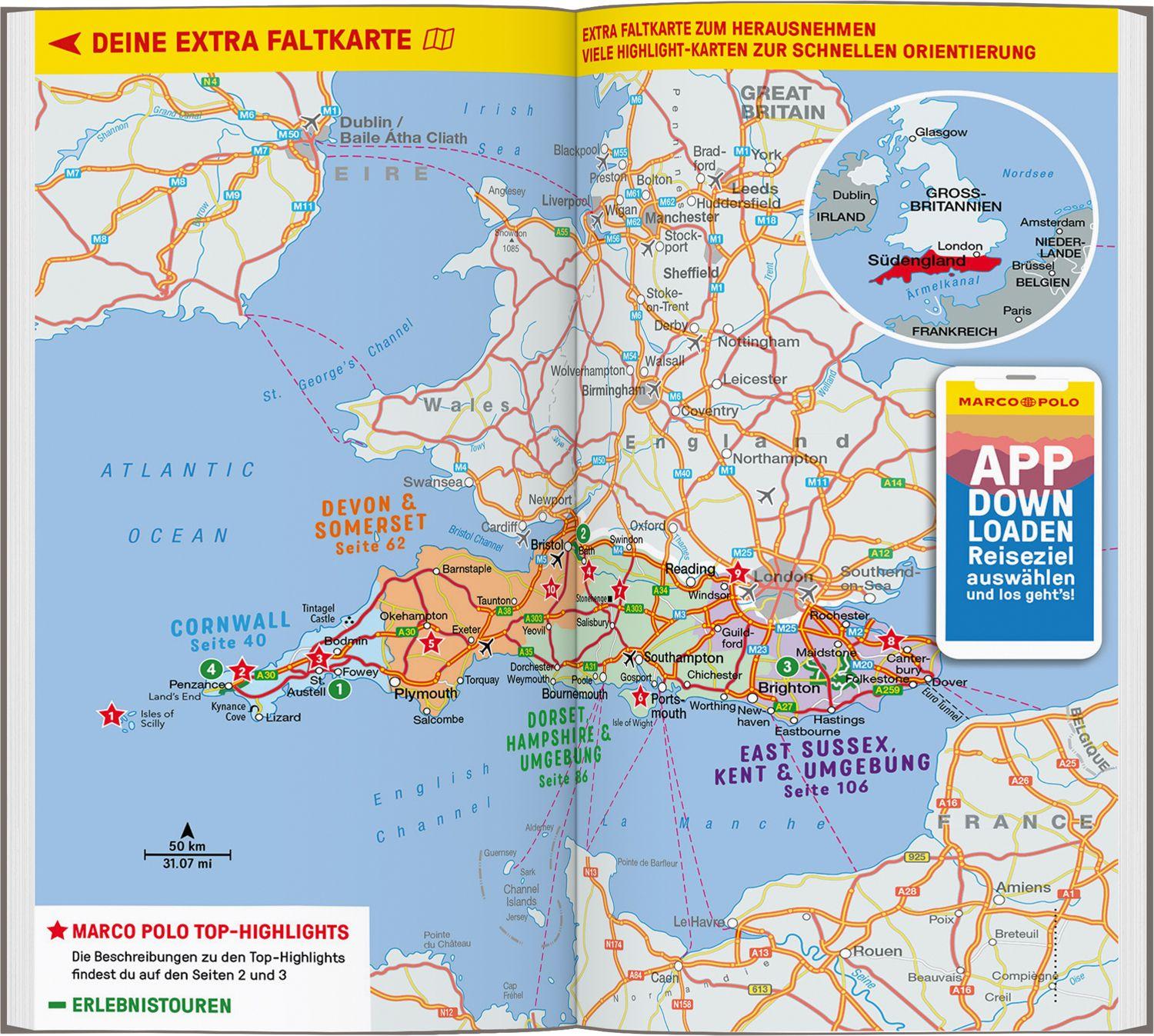 Beispielinhalt (Bild) MARCO POLO Reiseführer Südengland, Cornwall bis Kent