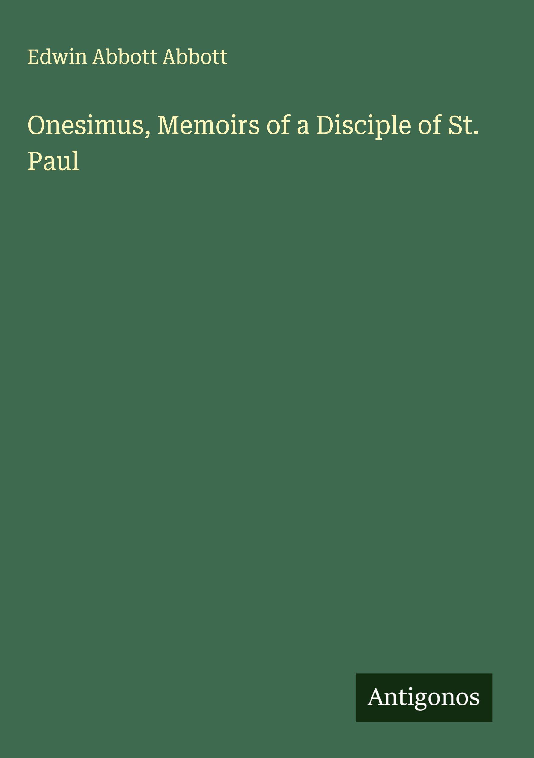 Vorderes Coverbild Onesimus, Memoirs of a Disciple of St. Paul