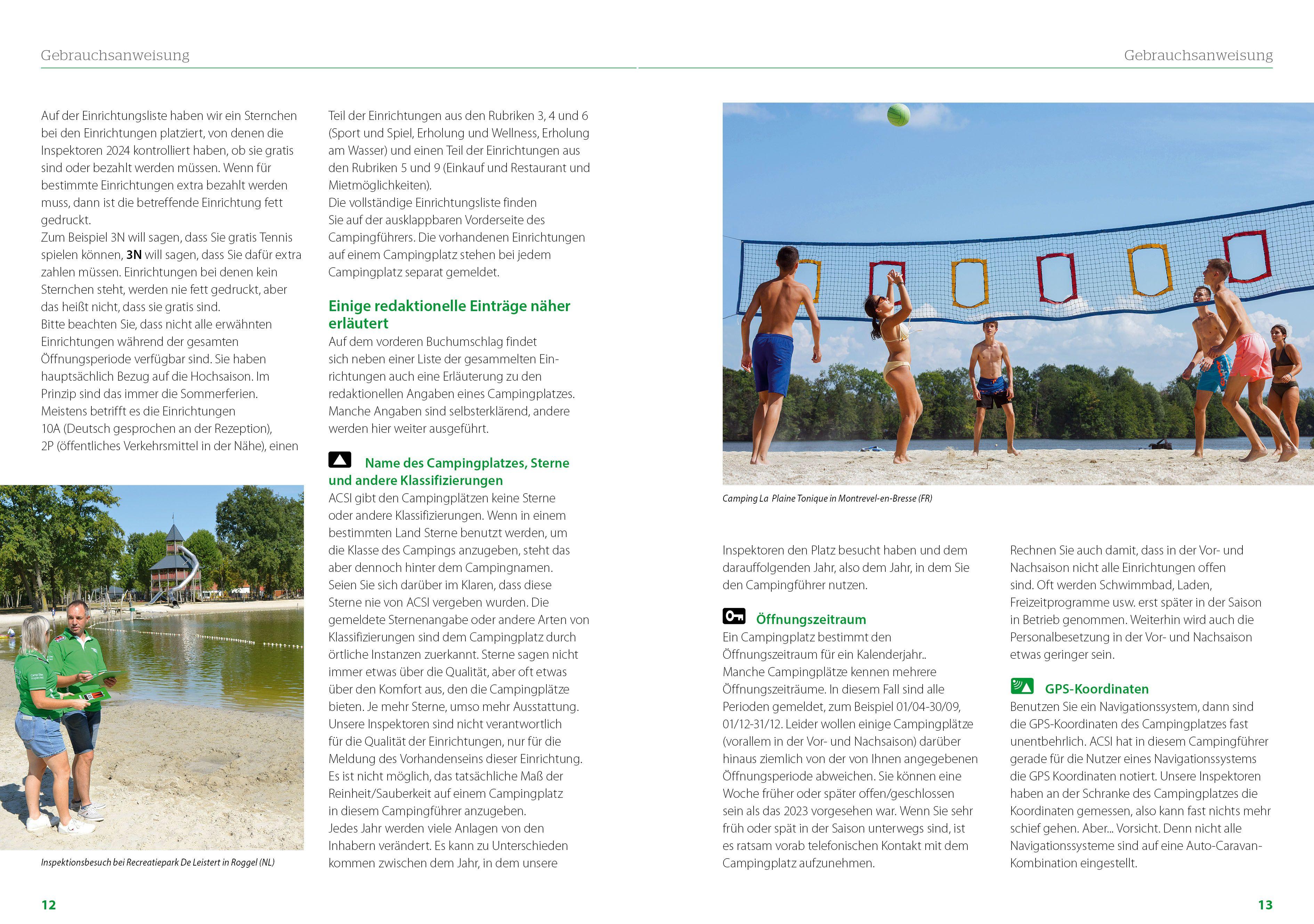 Beispielinhalt (Bild) ACSI Campingführer Europa 2026