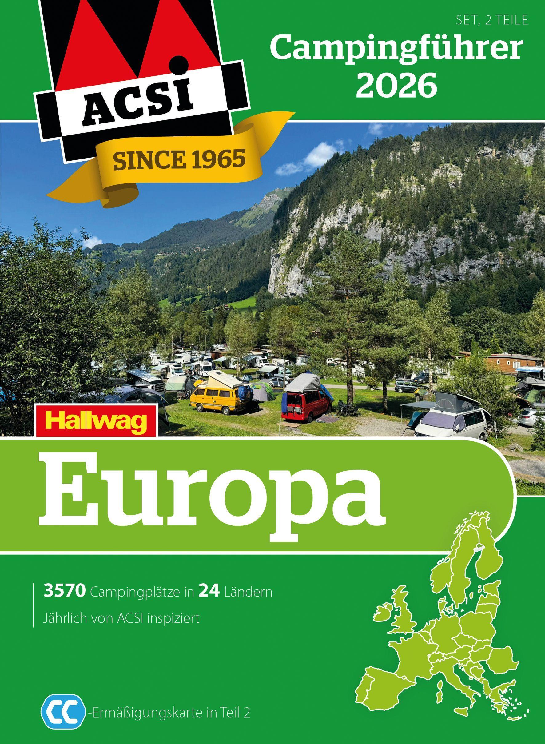 Vorderes Coverbild ACSI Campingführer Europa 2026